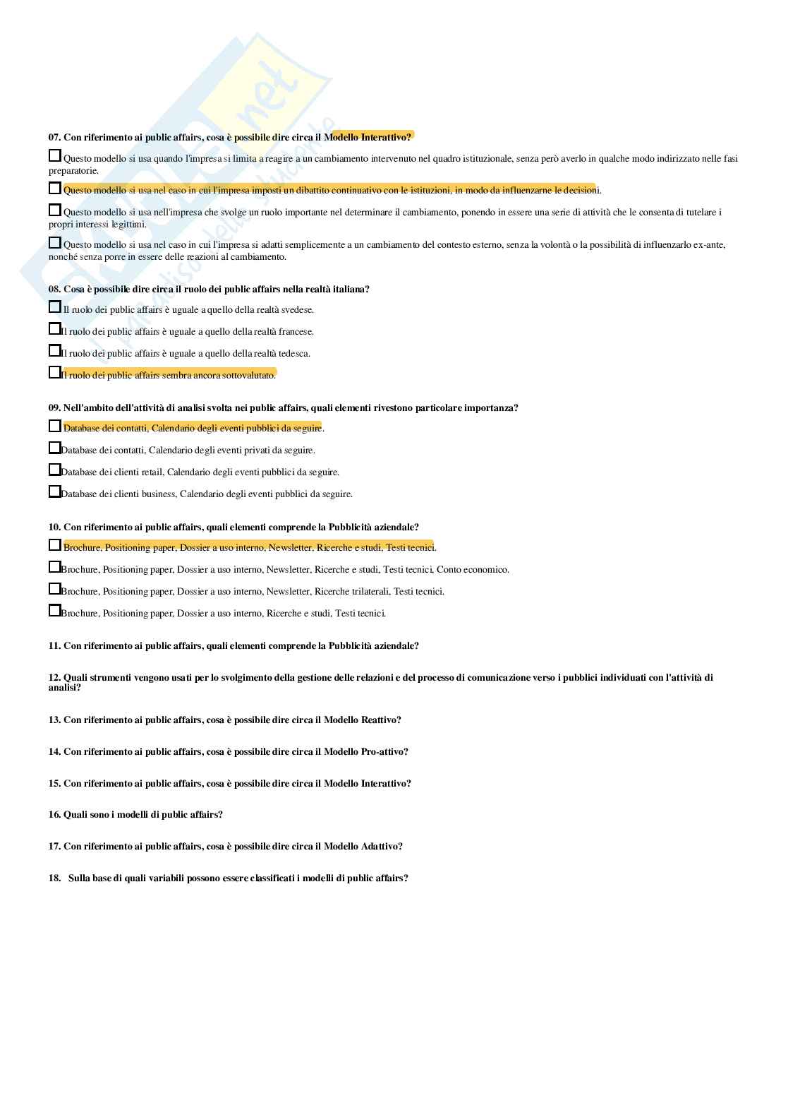 Comunicazione d’impresa – Paniere risposte chiuse completo (480 quiz) – A.A. 2025/26 Pag. 41