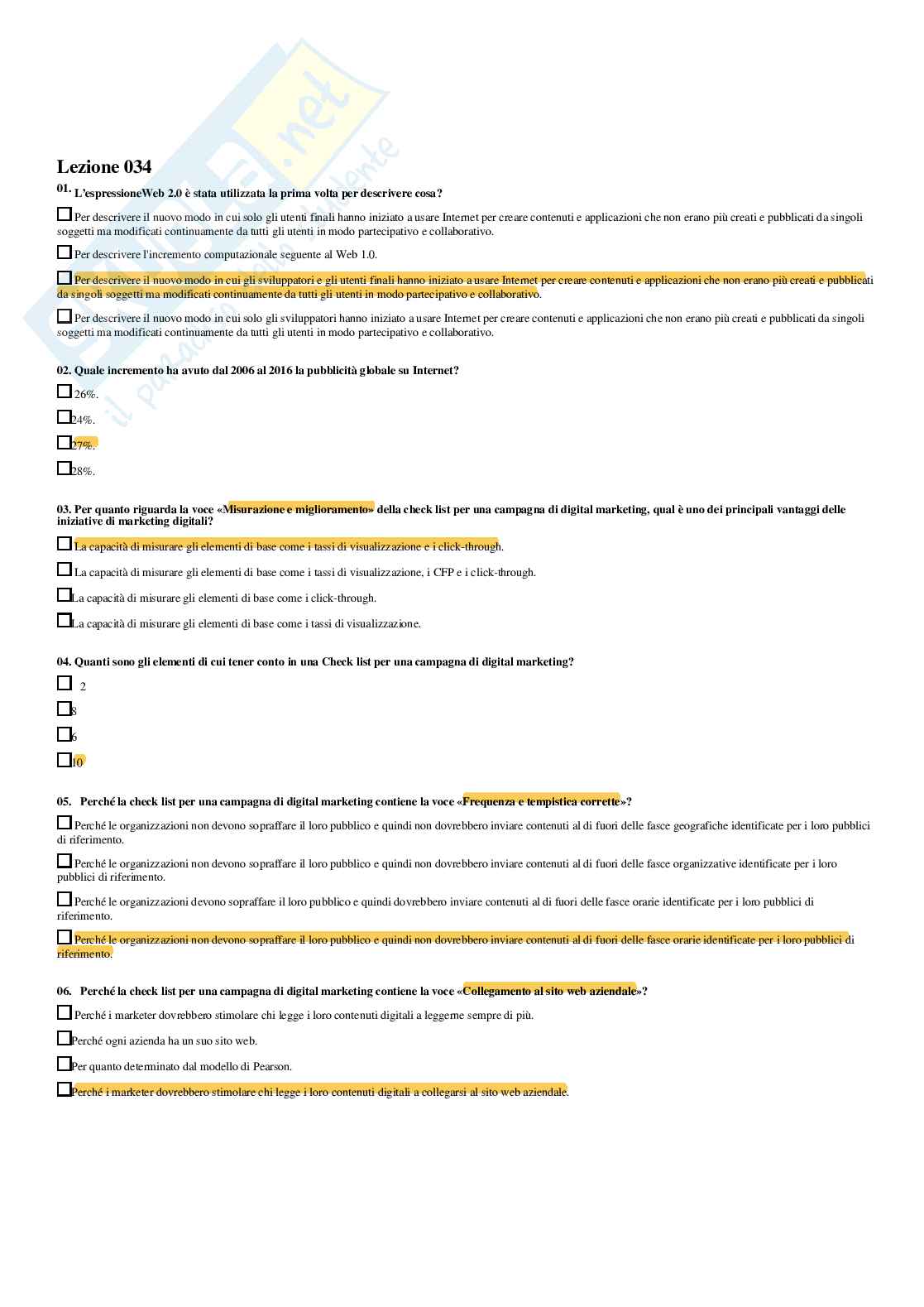 Comunicazione d’impresa – Paniere risposte chiuse completo (480 quiz) – A.A. 2025/26 Pag. 71