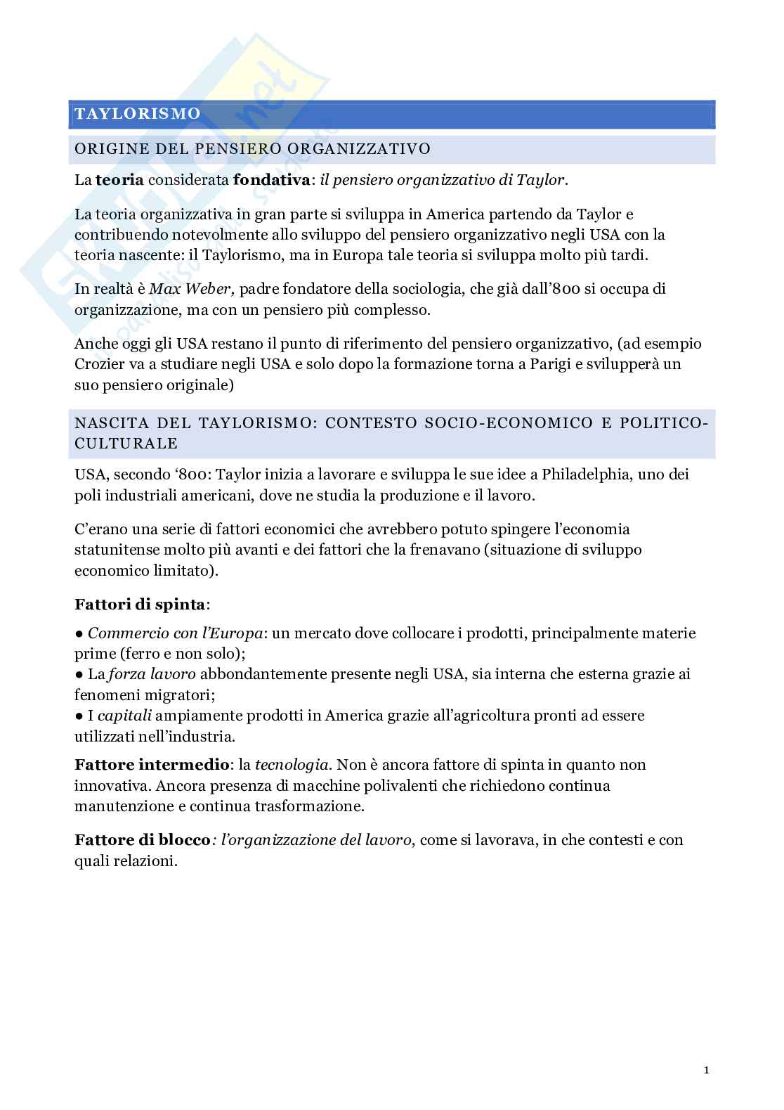Sociologia dell'organizzazione Pag. 1