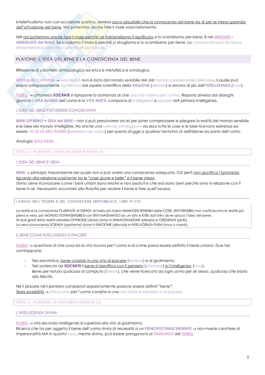 Riassunto esame di filosofia morale, prof. Grion, libro consigliato Filosofia morale, Da Re Pag. 2