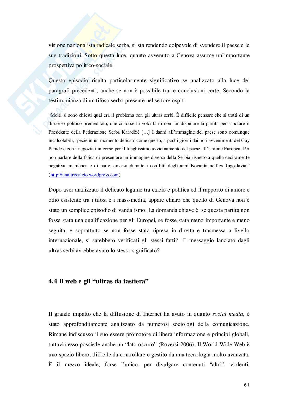 Ultras e mezzi di comunicazione: un'analisi sociologica Pag. 61