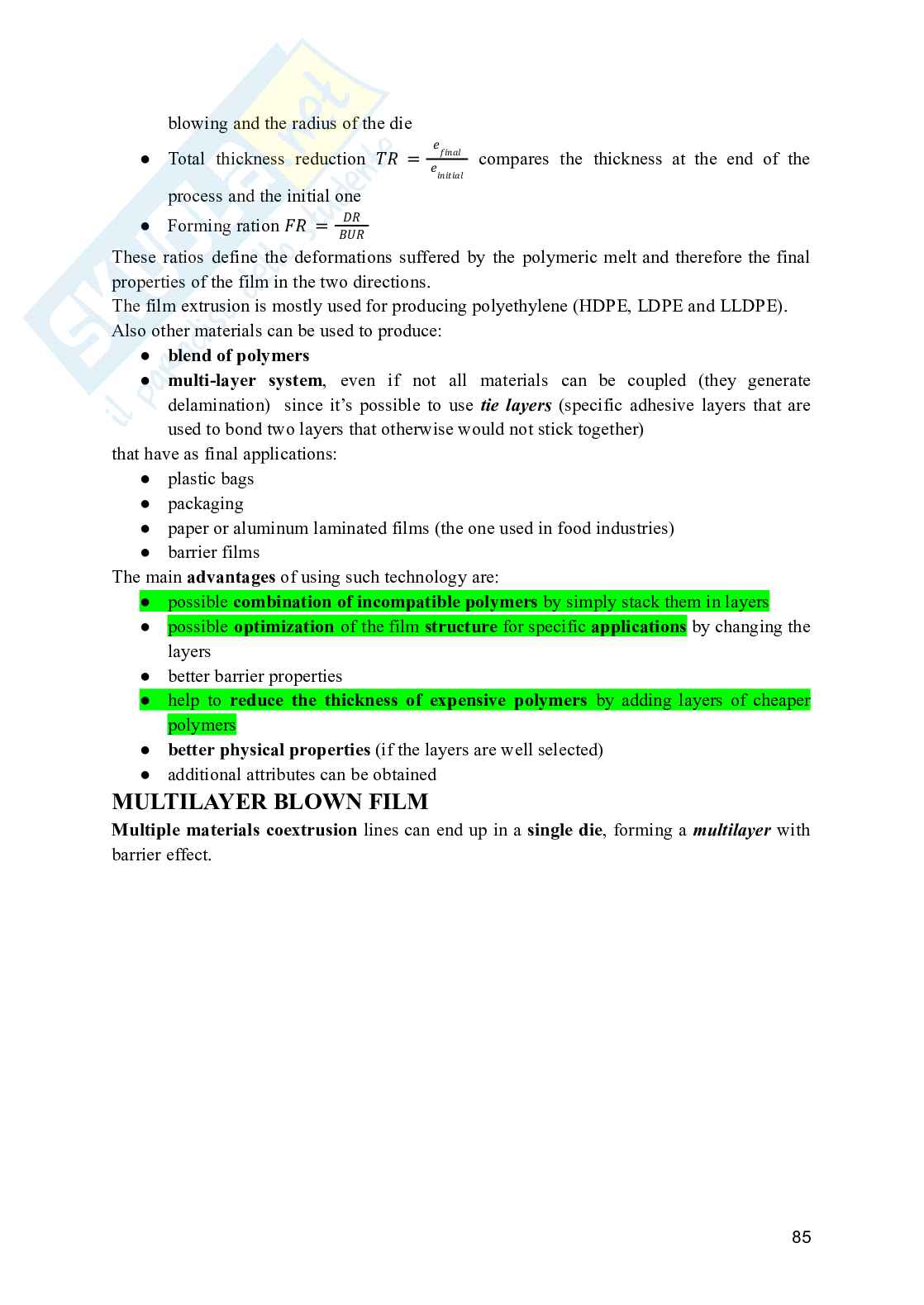 Polymer Processing and Recycling - Appunti dettagliati Pag. 86