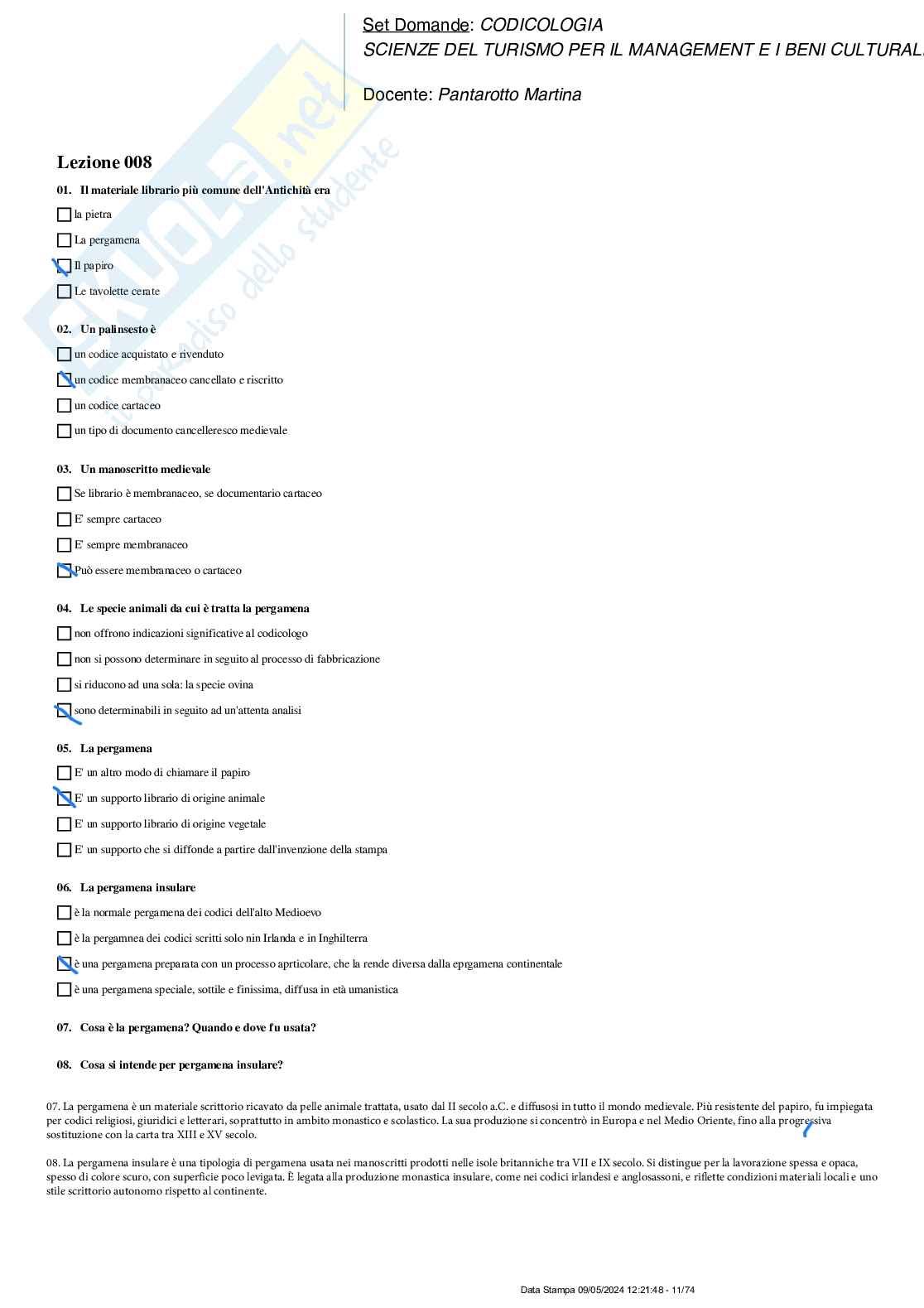 Paniere nuovo completo di Codicologia  Pag. 11