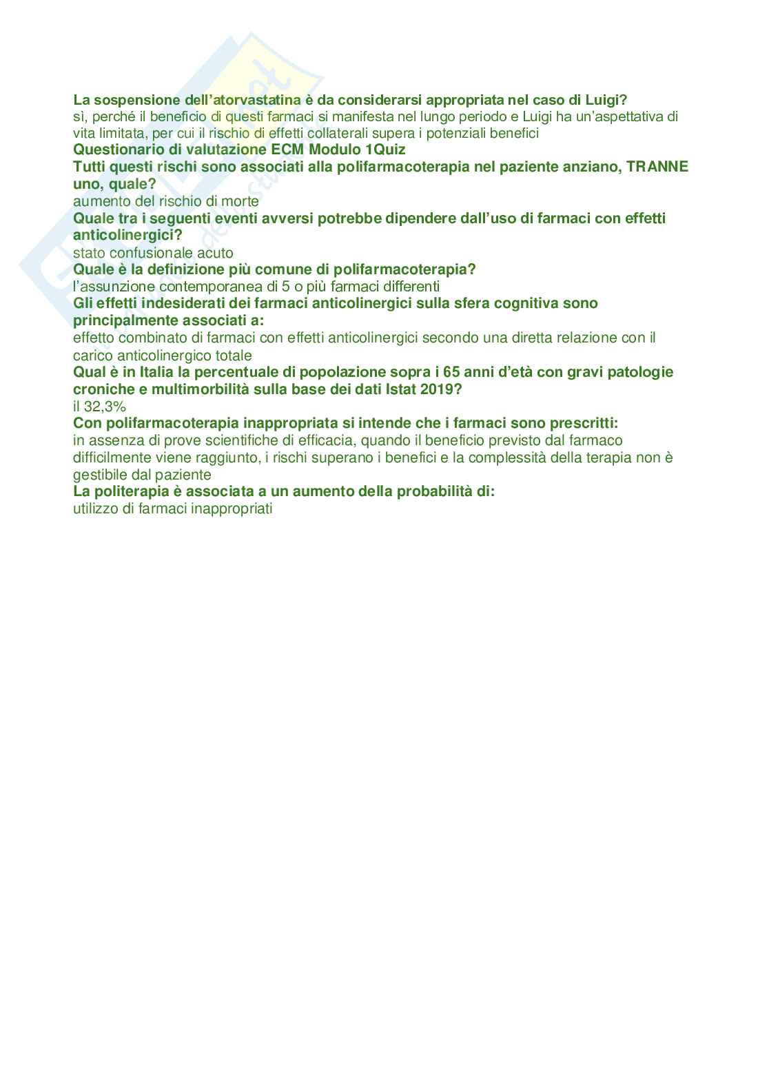 Corso Ecm revisione della terapia e alla riduzione dei farmaci nell'anziano Pag. 2