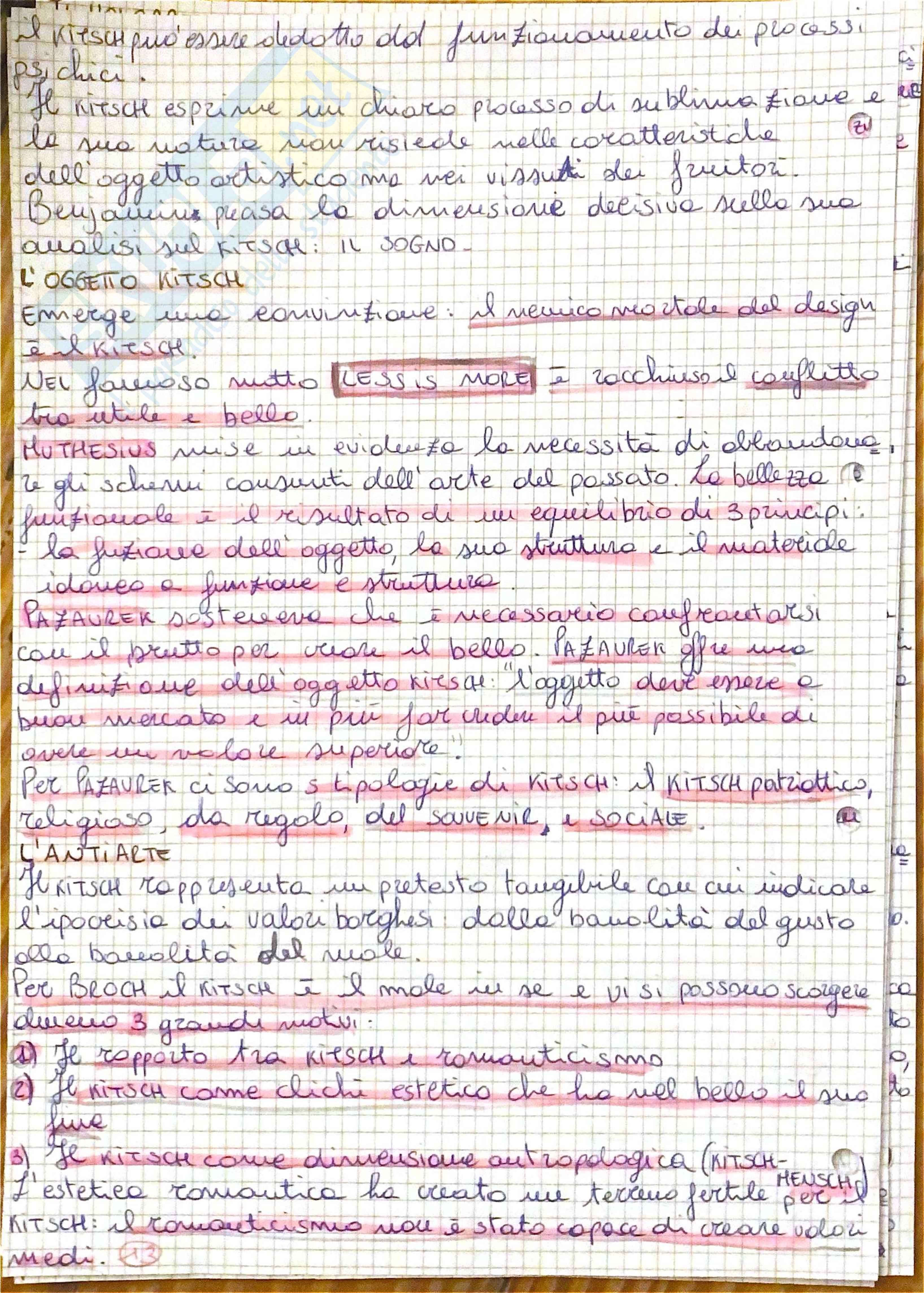 Riassunto esame Estetica, Prof. Mecacci Andrea, libro consigliato Il kitsch, Mecacci Pag. 11
