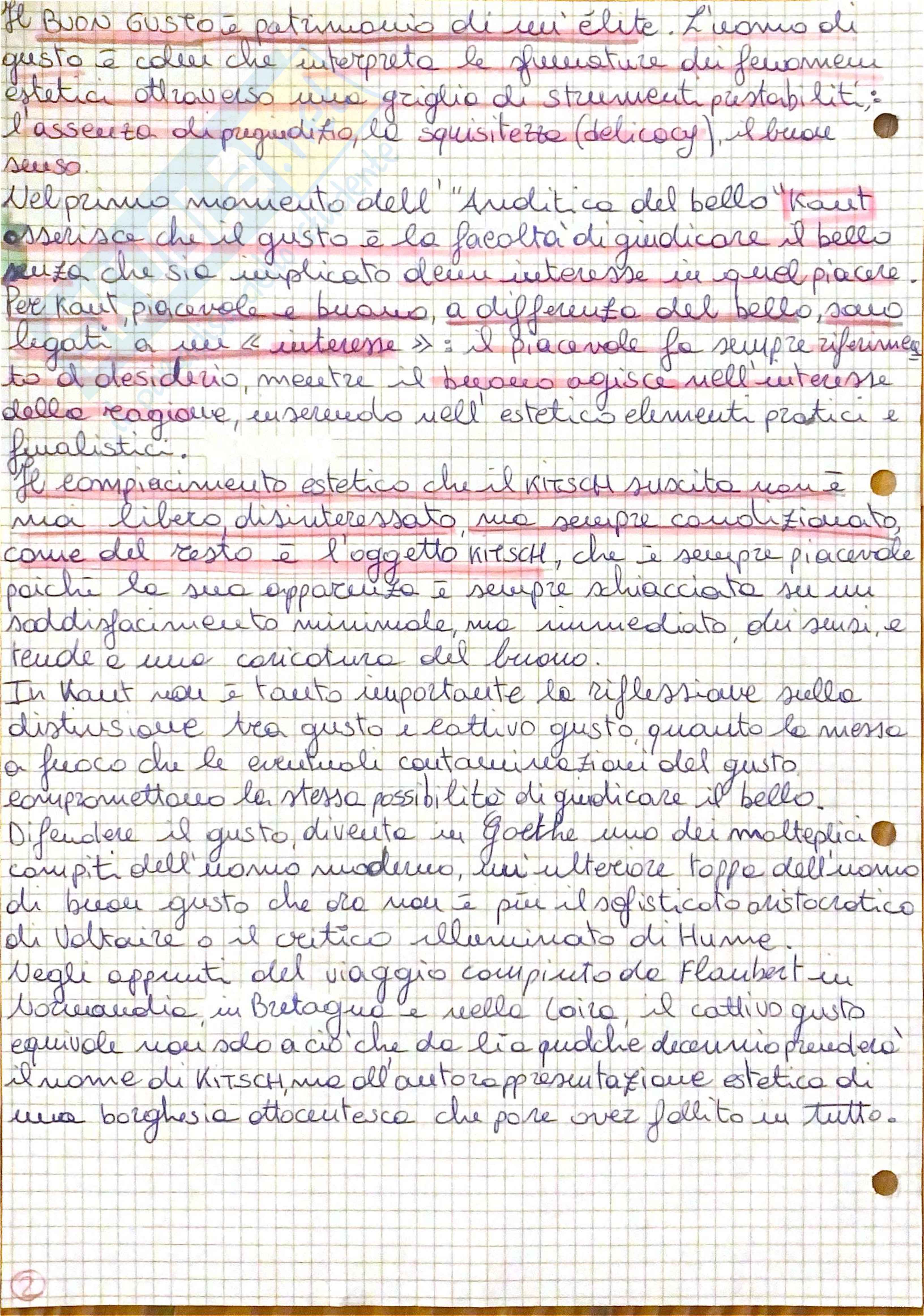 Riassunto esame Estetica, Prof. Mecacci Andrea, libro consigliato Il kitsch, Mecacci Pag. 2