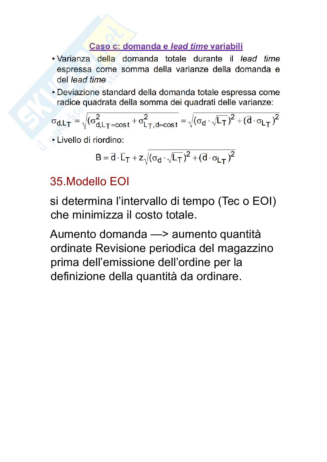 Ipotesi di domande Programmazione e controllo della produzione Pag. 31