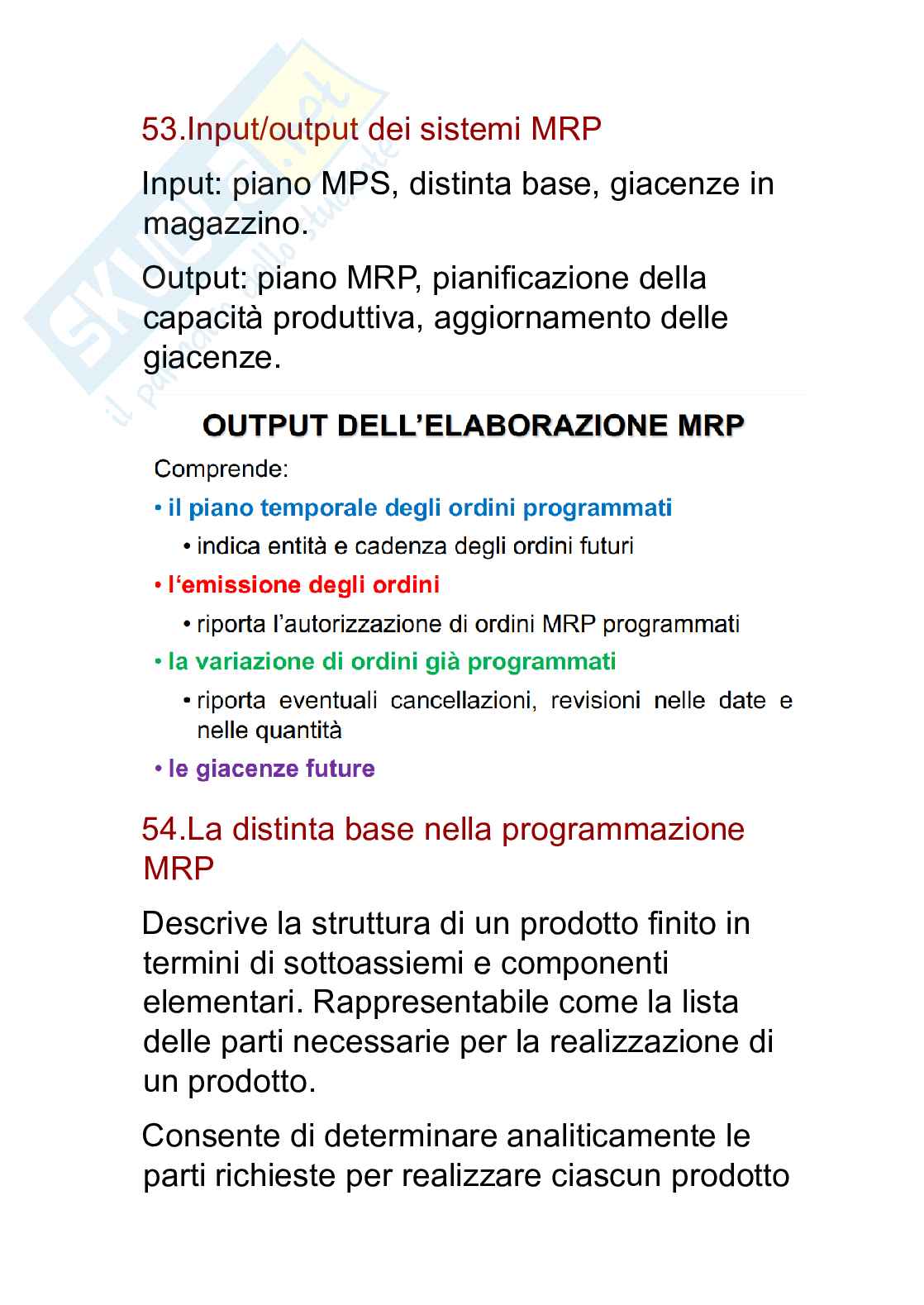 Ipotesi di domande Programmazione e controllo della produzione Pag. 46