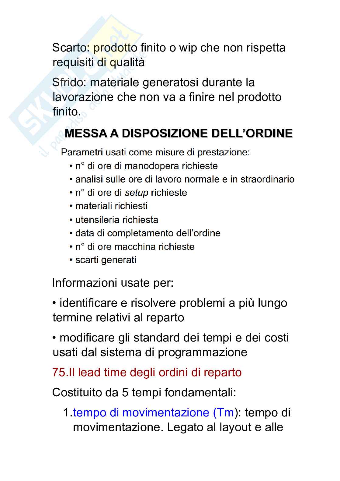 Ipotesi di domande Programmazione e controllo della produzione Pag. 66