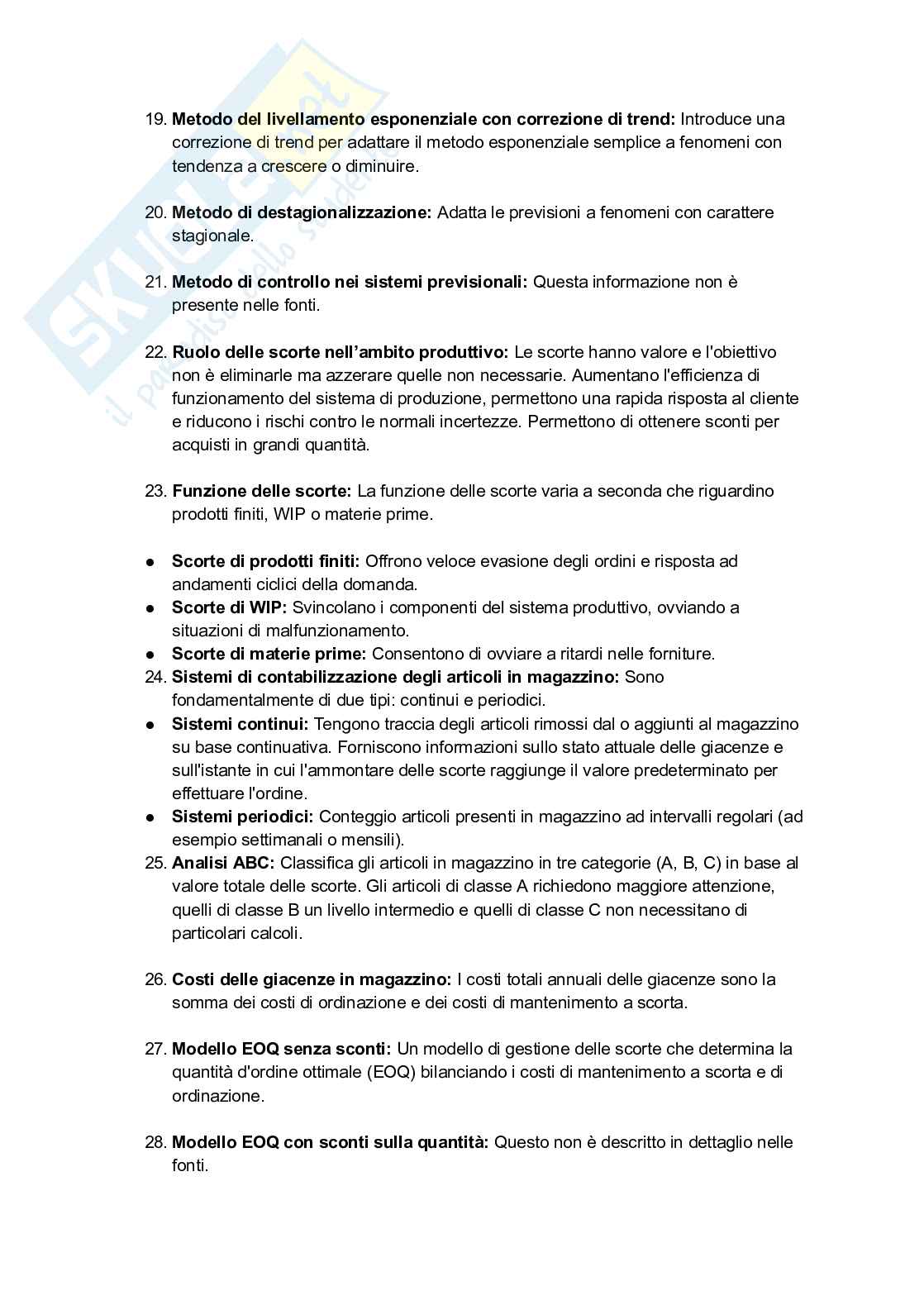 Ipotesi di domande Programmazione e controllo della produzione Pag. 81
