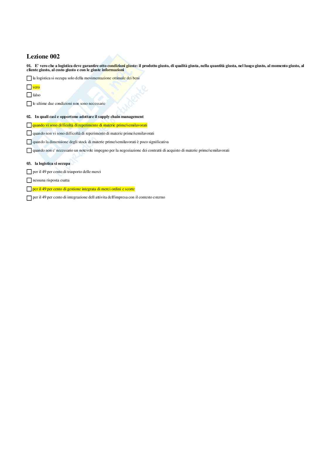Paniere di Logistica 4.0 (2025) - Risposte multiple Pag. 2