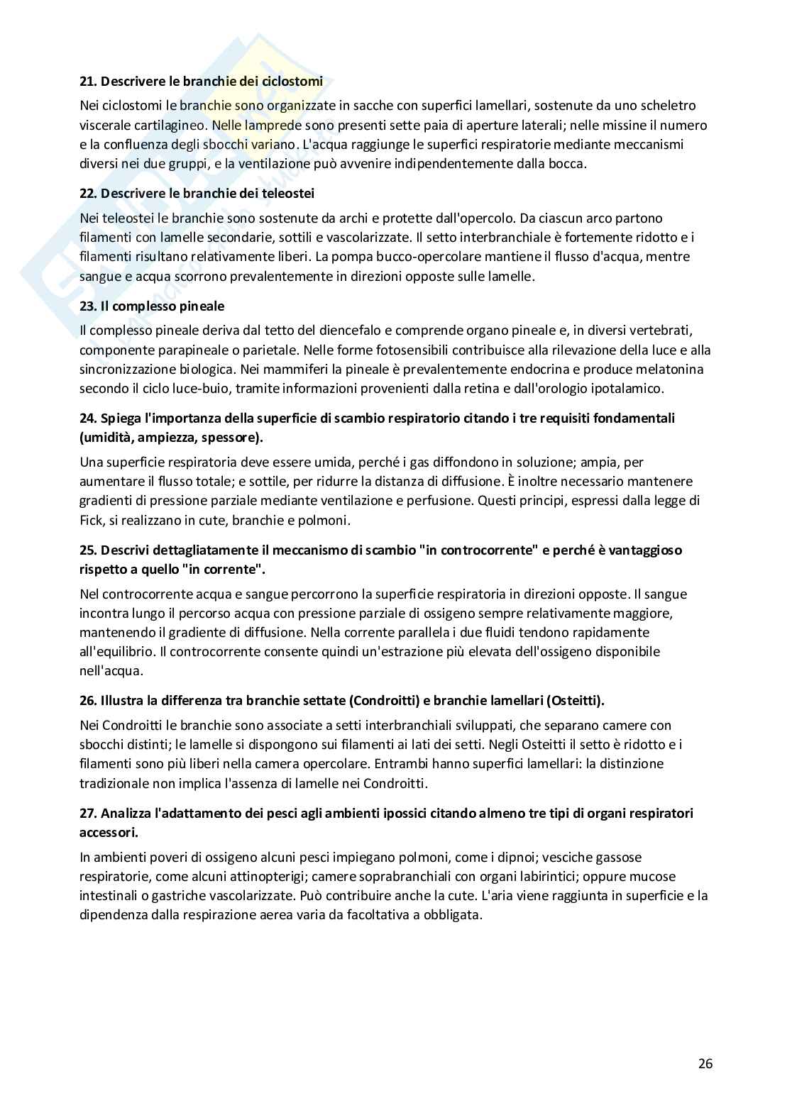 Risposte aperte Anatomia comparata, 2026 Pag. 26
