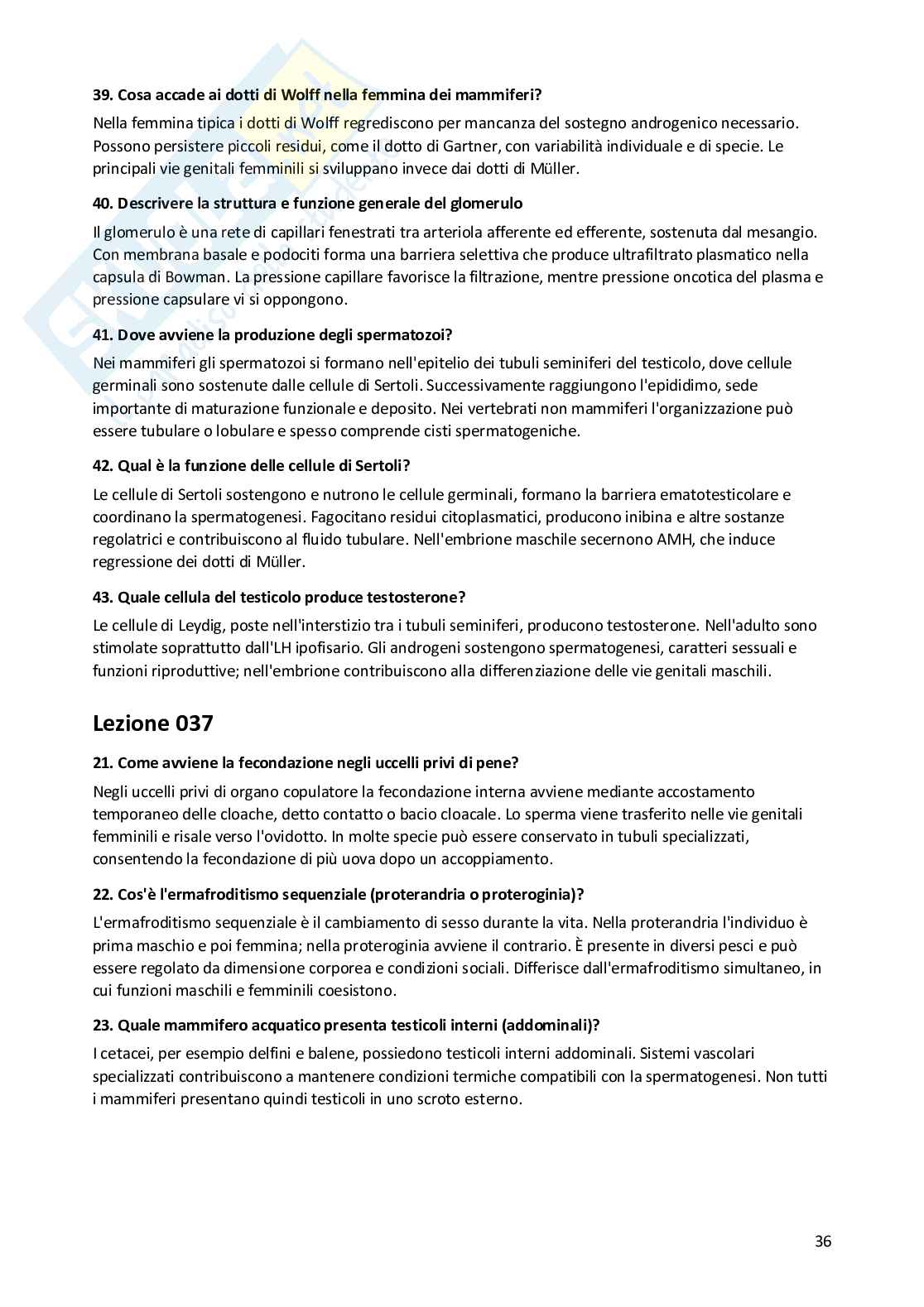 Risposte aperte Anatomia comparata, 2026 Pag. 36