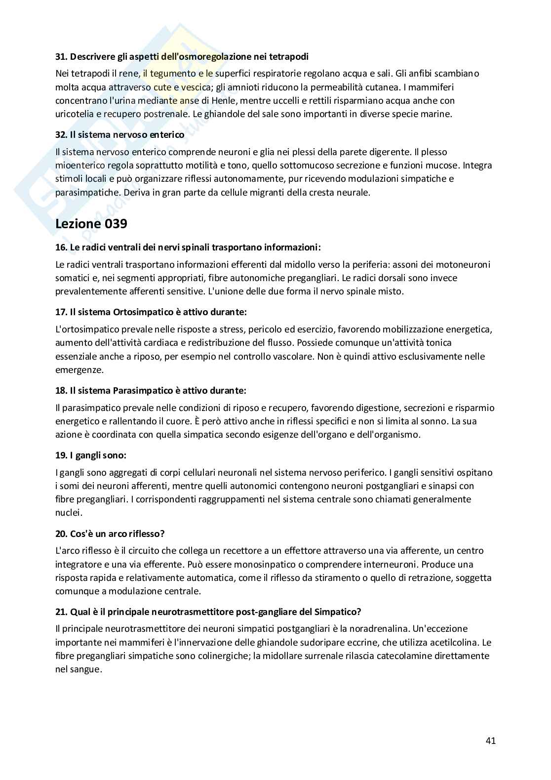 Risposte aperte Anatomia comparata, 2026 Pag. 41