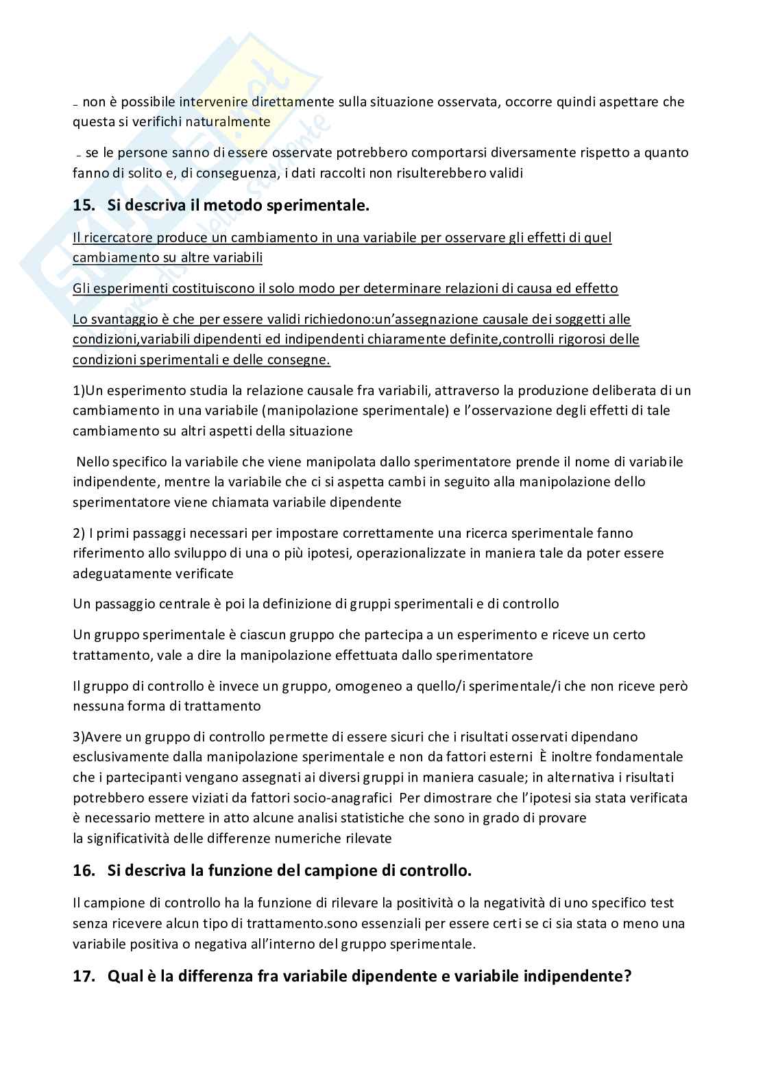 Psicologia generale - Risposte aperte complete Pag. 6