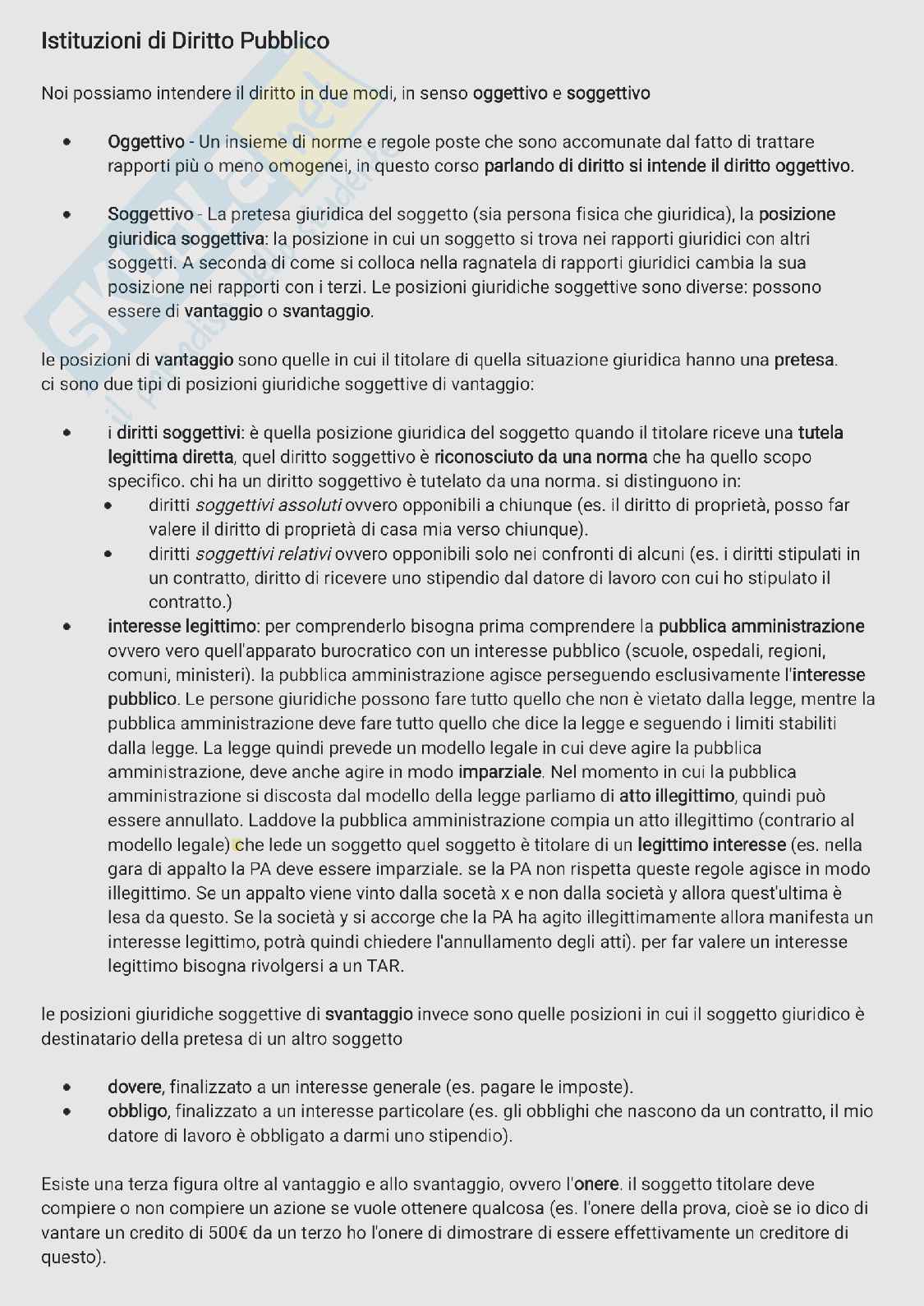 Diritto pubblico - 1° Parziale Pag. 1
