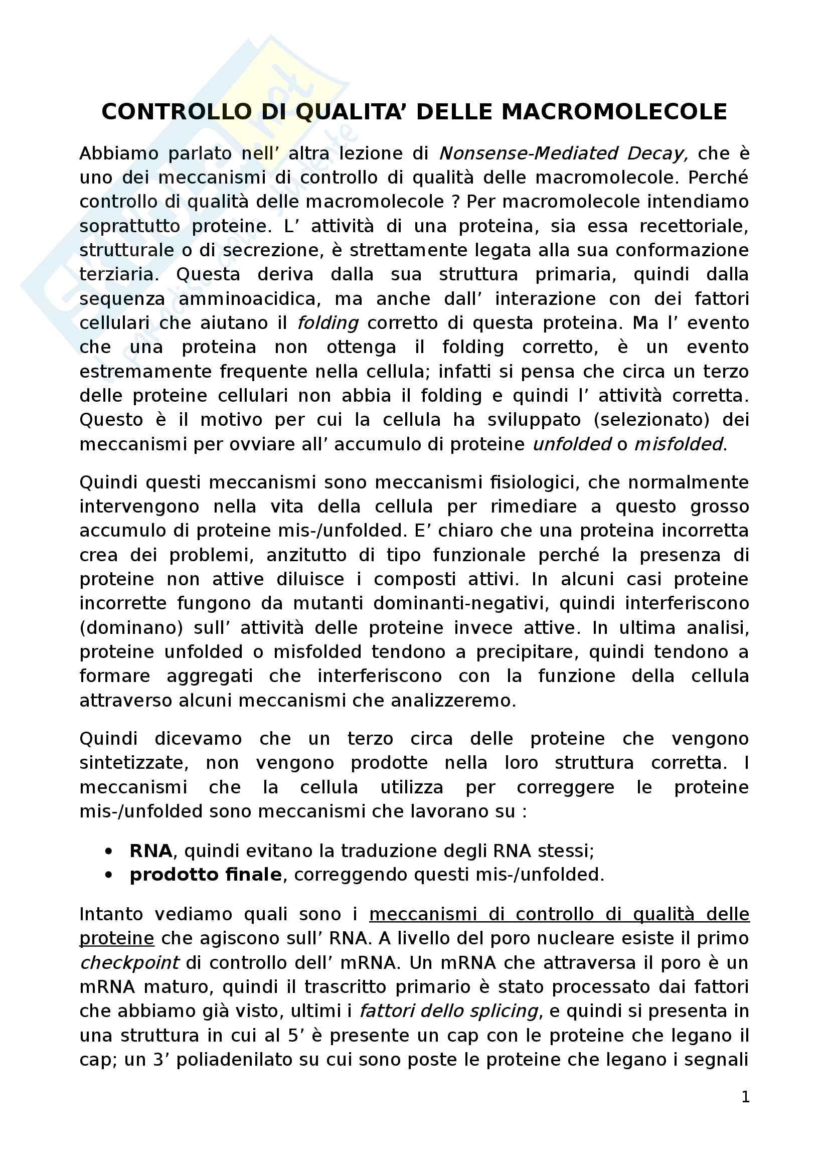 Meccanismi di controllo delle proteine  sull'RNA Pag. 1