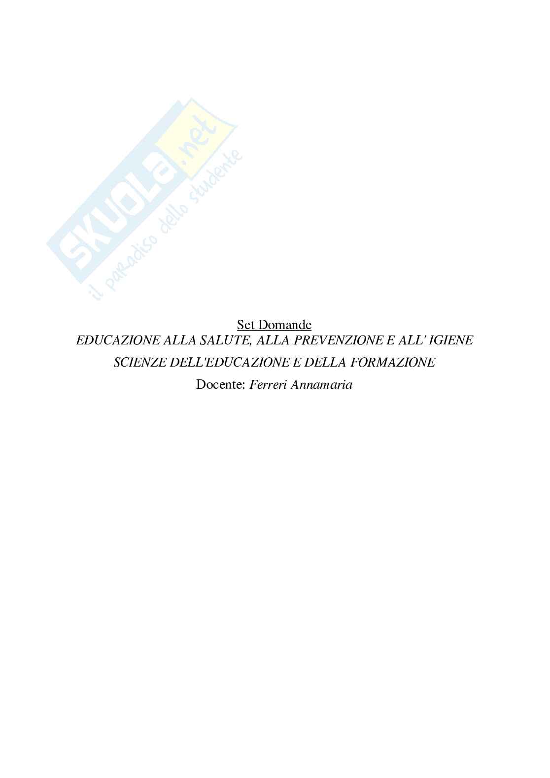 Paniere Educazione alla salute, alla prevenzione e all' igiene - Risposte multiple - aggiornato (2026) Pag. 2