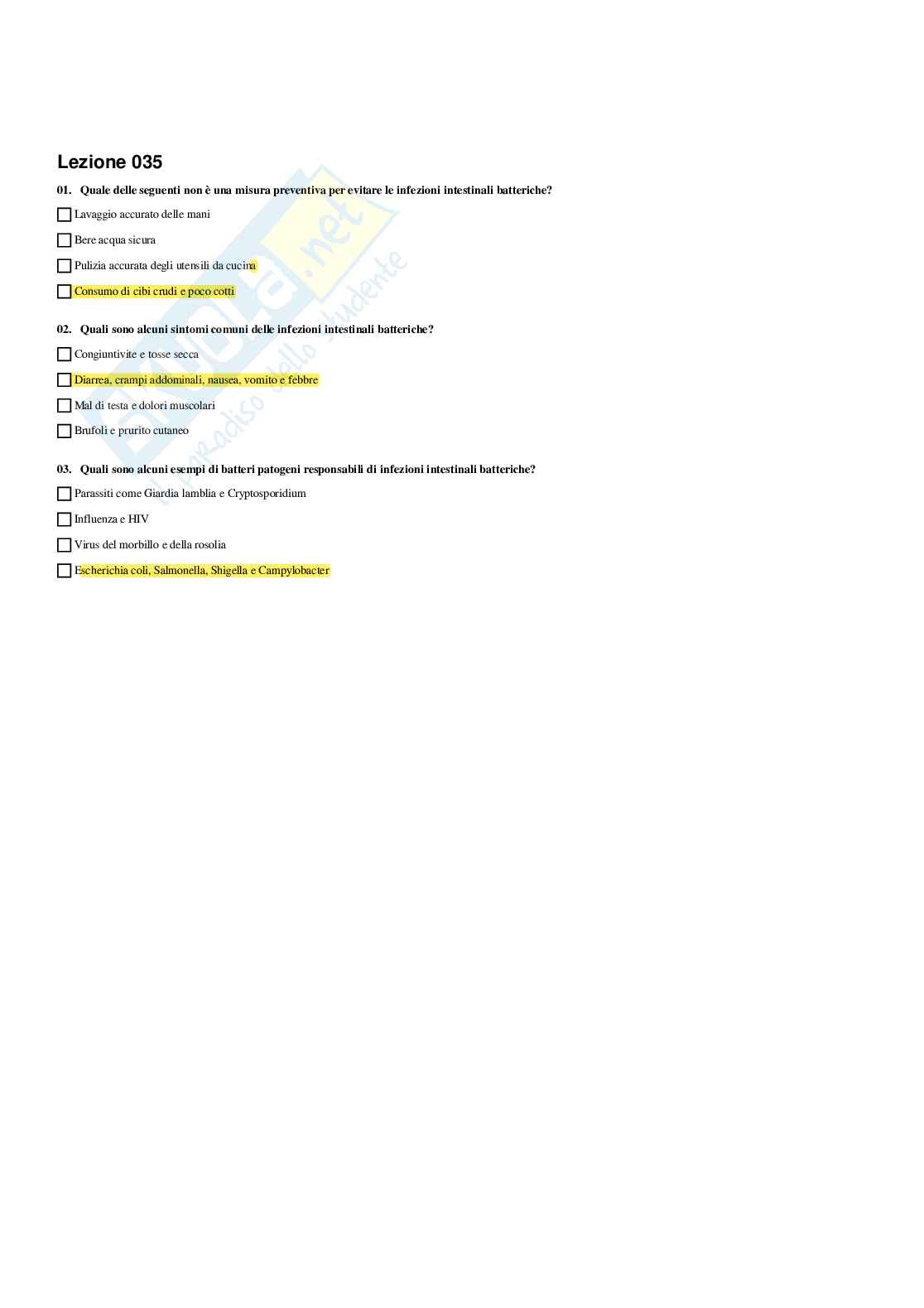 Paniere Educazione alla salute, alla prevenzione e all' igiene - Risposte multiple - aggiornato (2026) Pag. 36