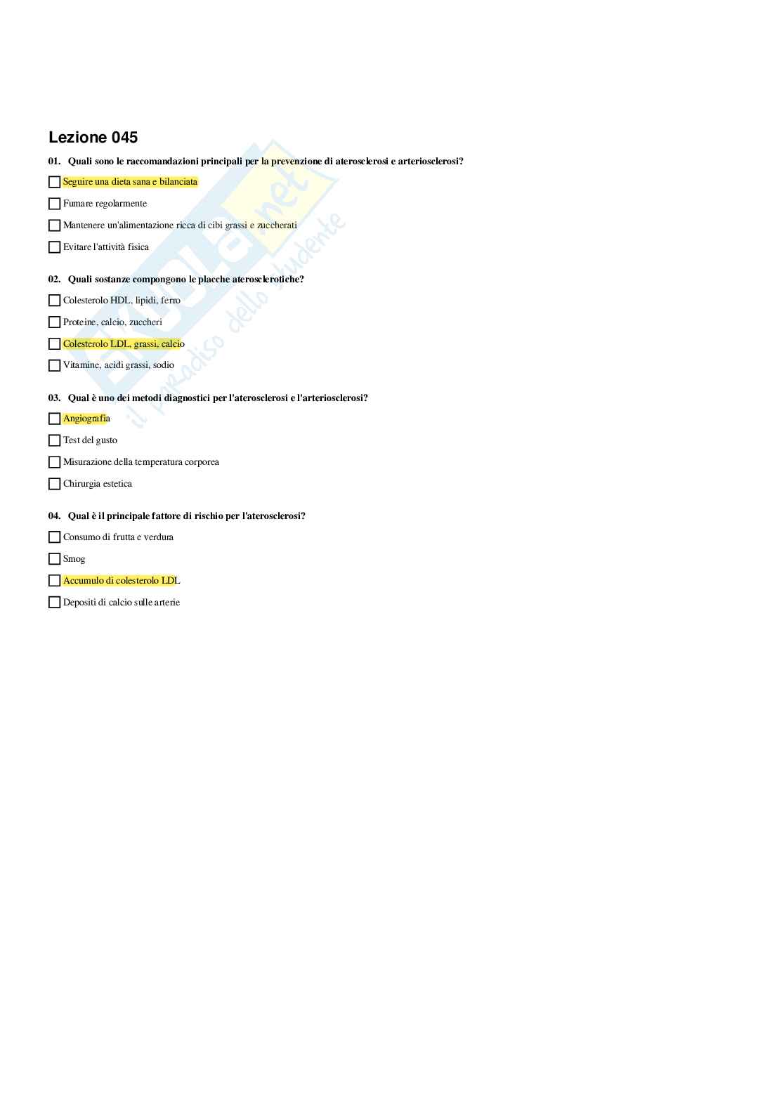 Paniere Educazione alla salute, alla prevenzione e all' igiene - Risposte multiple - aggiornato (2026) Pag. 46