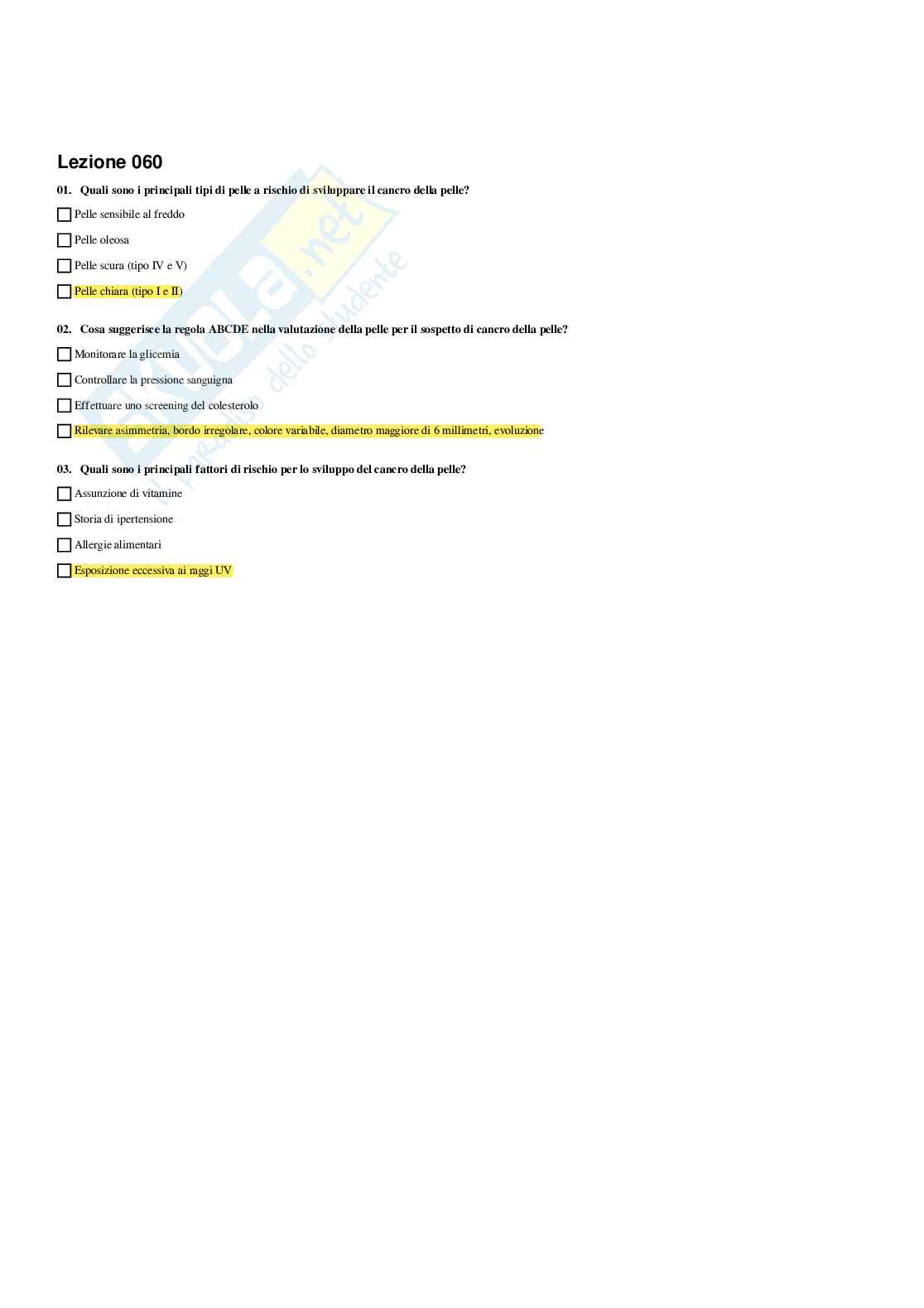 Paniere Educazione alla salute, alla prevenzione e all' igiene - Risposte multiple - aggiornato (2026) Pag. 61