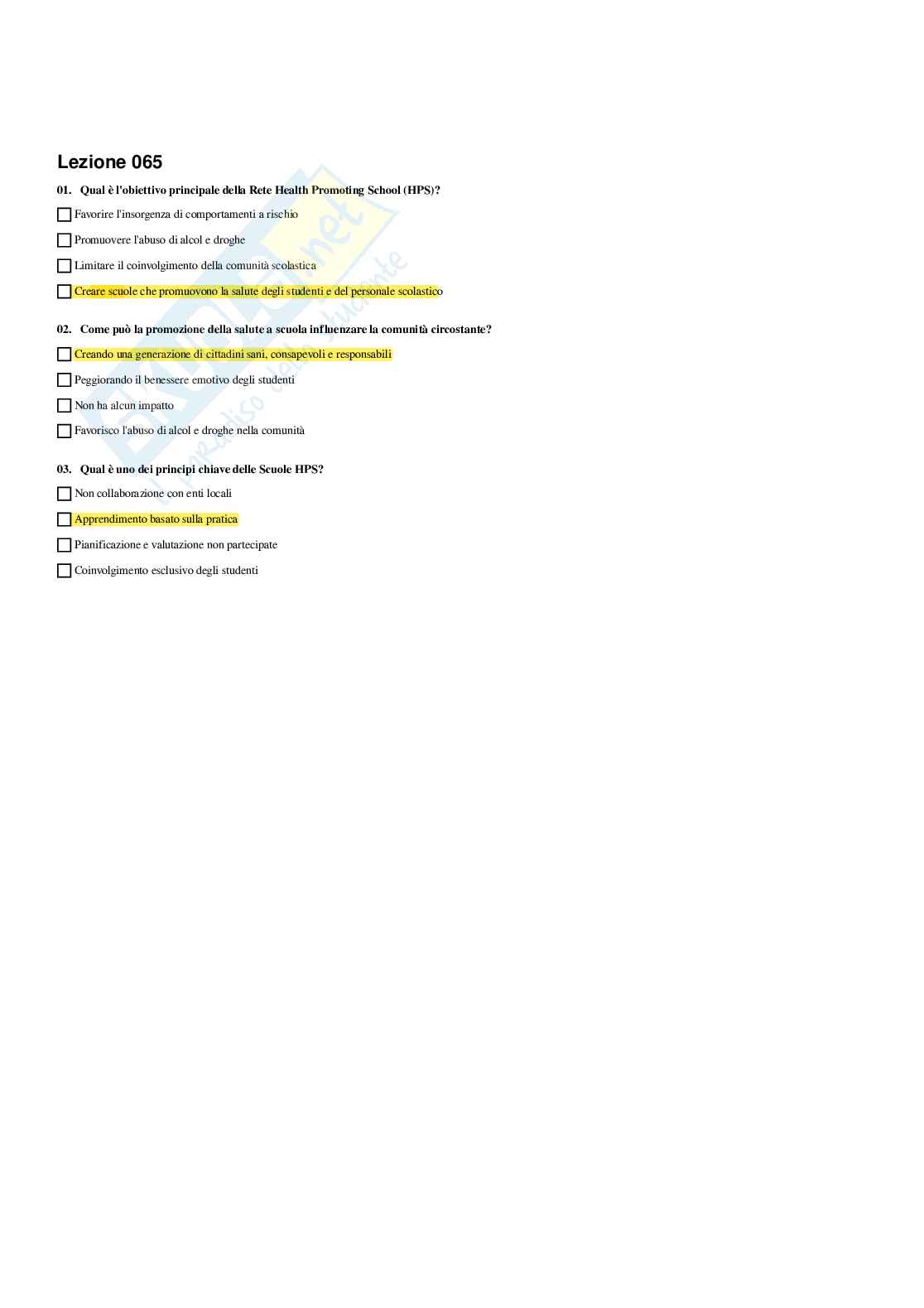 Paniere Educazione alla salute, alla prevenzione e all' igiene - Risposte multiple - aggiornato (2026) Pag. 66