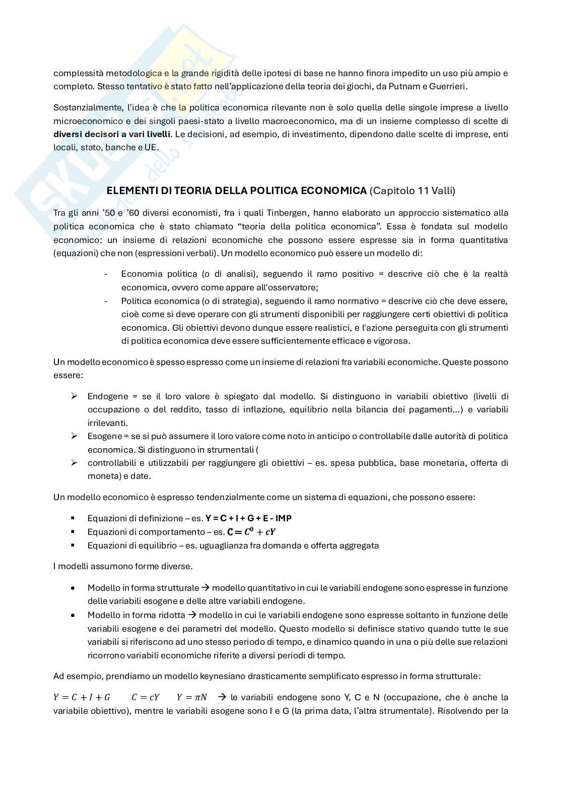 Riassunto esame Politica economica, Prof. Degli Antoni Giacomo, libro consigliato Politica economica e macroeconomia/ Fondamenti di Politica economica, Valli, Geuna, Burlando/Acocella Pag. 41