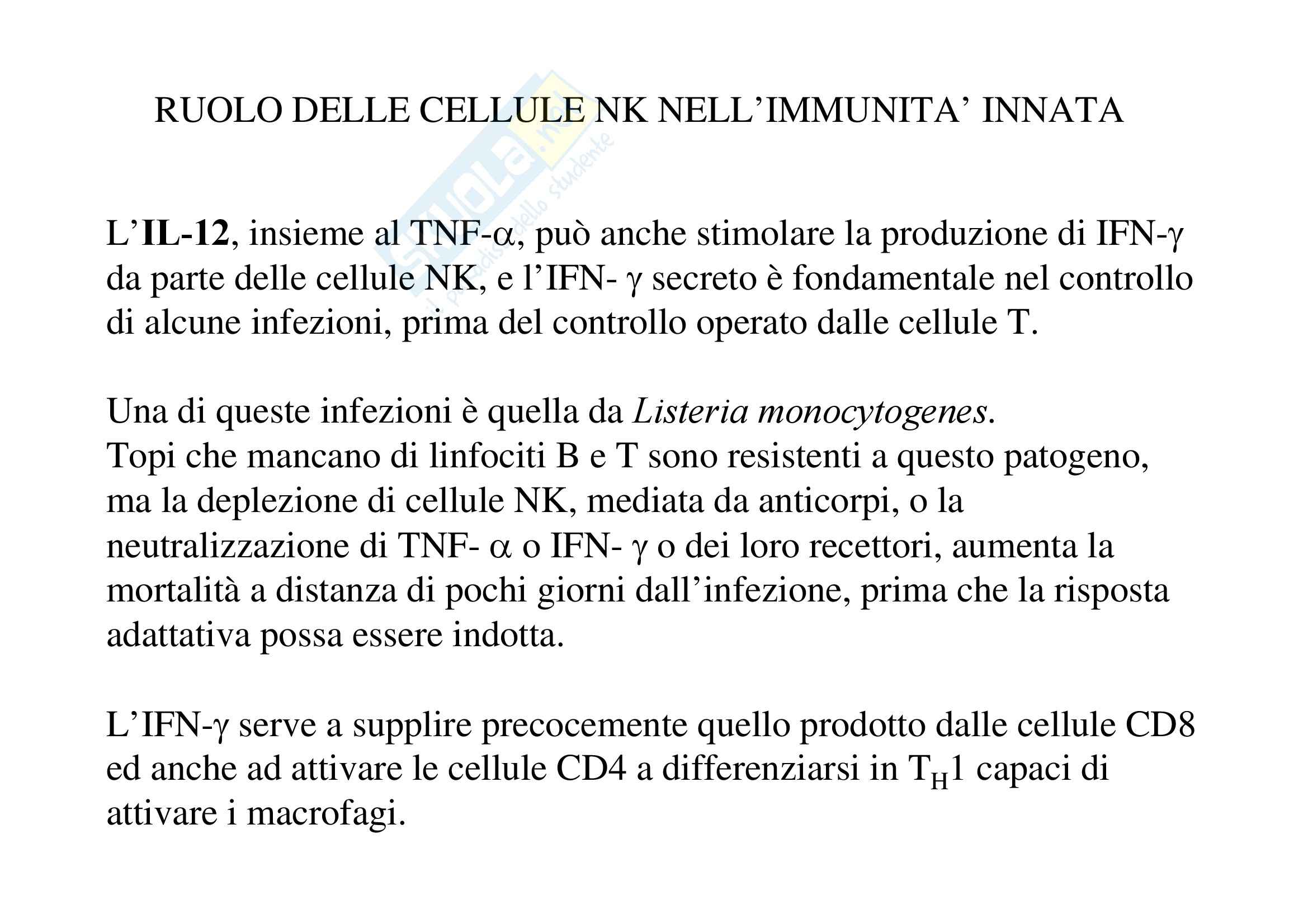 Immunologia - cellule NK Pag. 1