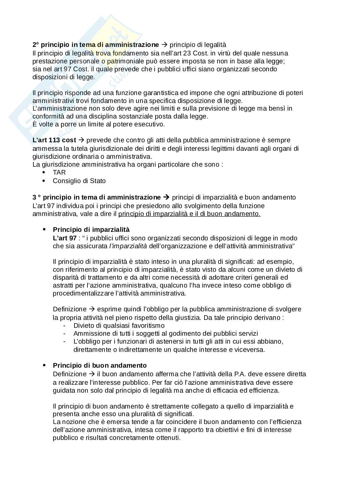 Appunti di Diritto pubblico sui principi in tema di amministrazione Pag. 2