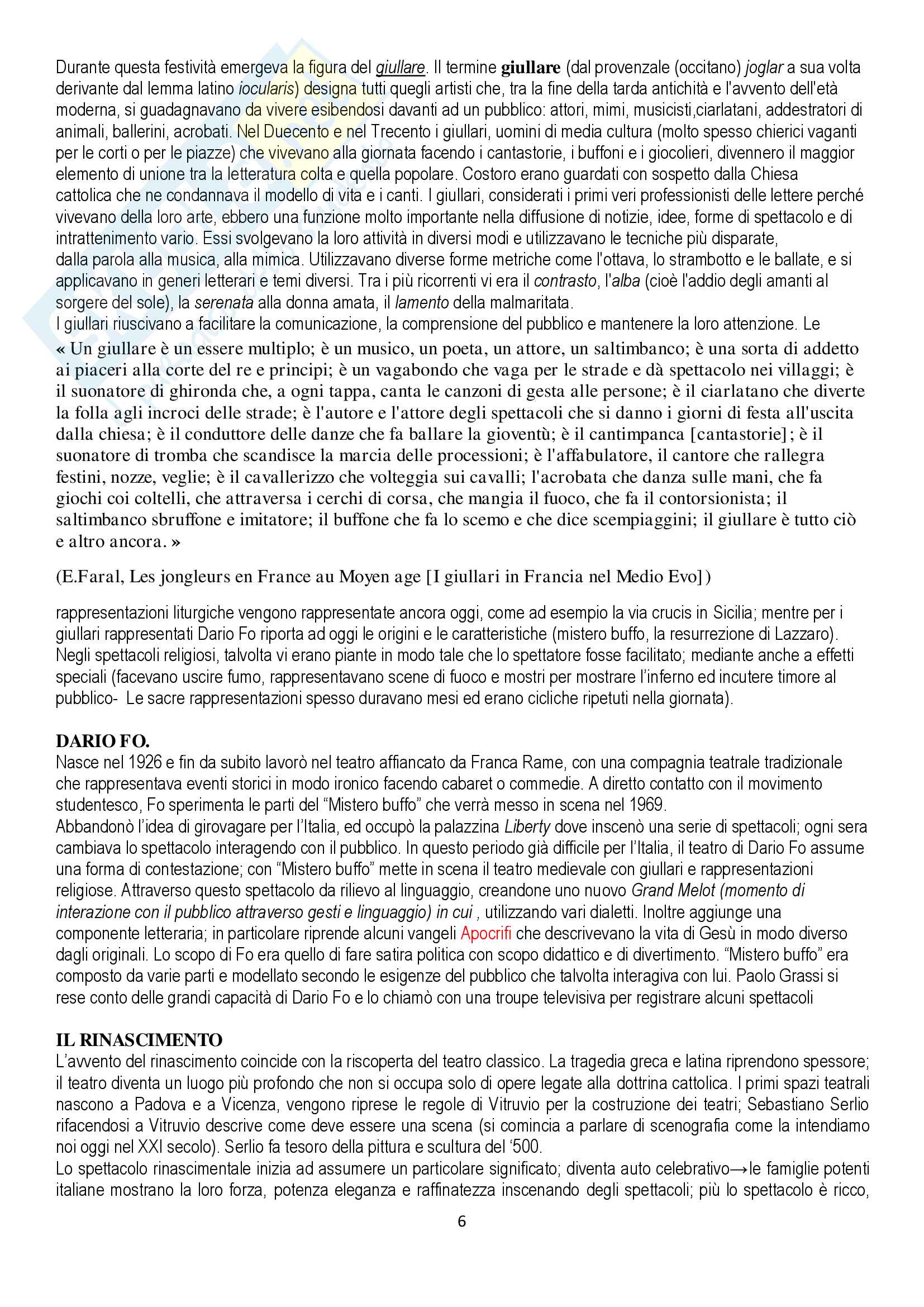 Storia del teatro e dello spettacolo Pag. 6