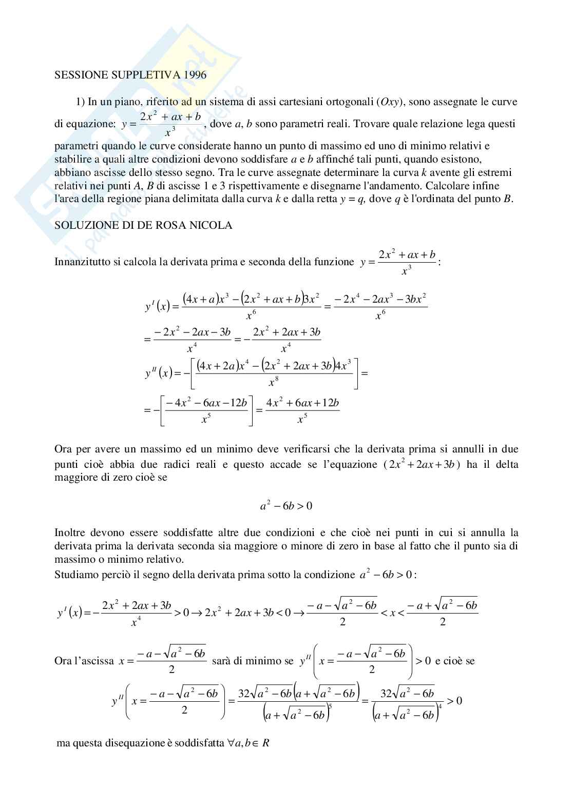 1996 - problema 1 sessione suppletiva Pag. 1