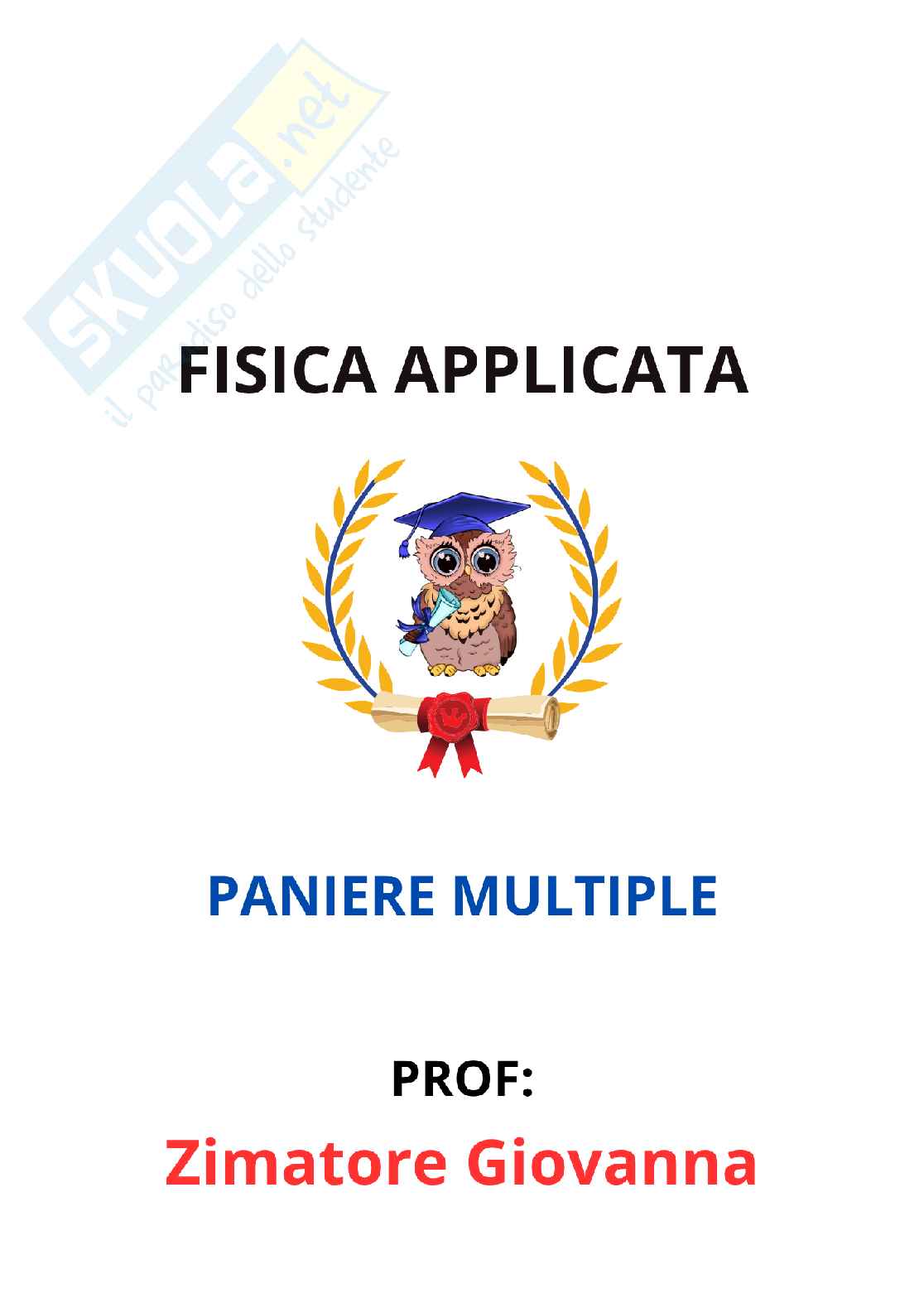 Paniere Fisica applicata - Risposte multiple (2026) Pag. 1