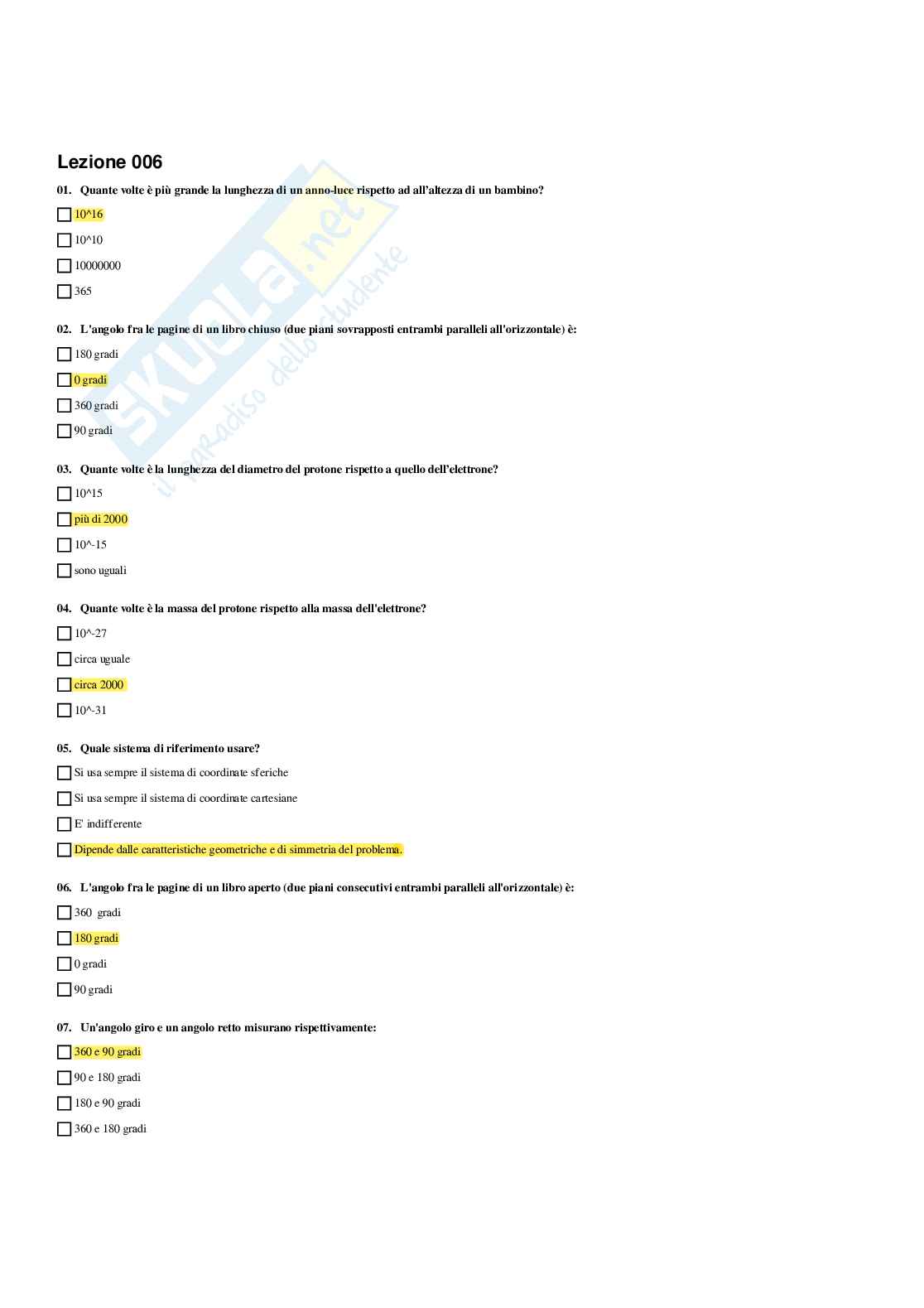 Paniere Fisica applicata - Risposte multiple (2026) Pag. 11