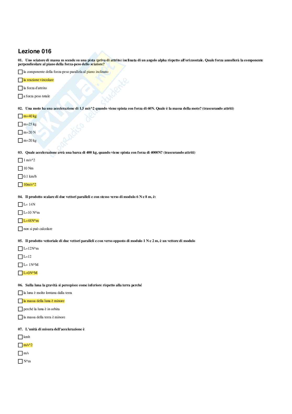 Paniere Fisica applicata - Risposte multiple (2026) Pag. 31
