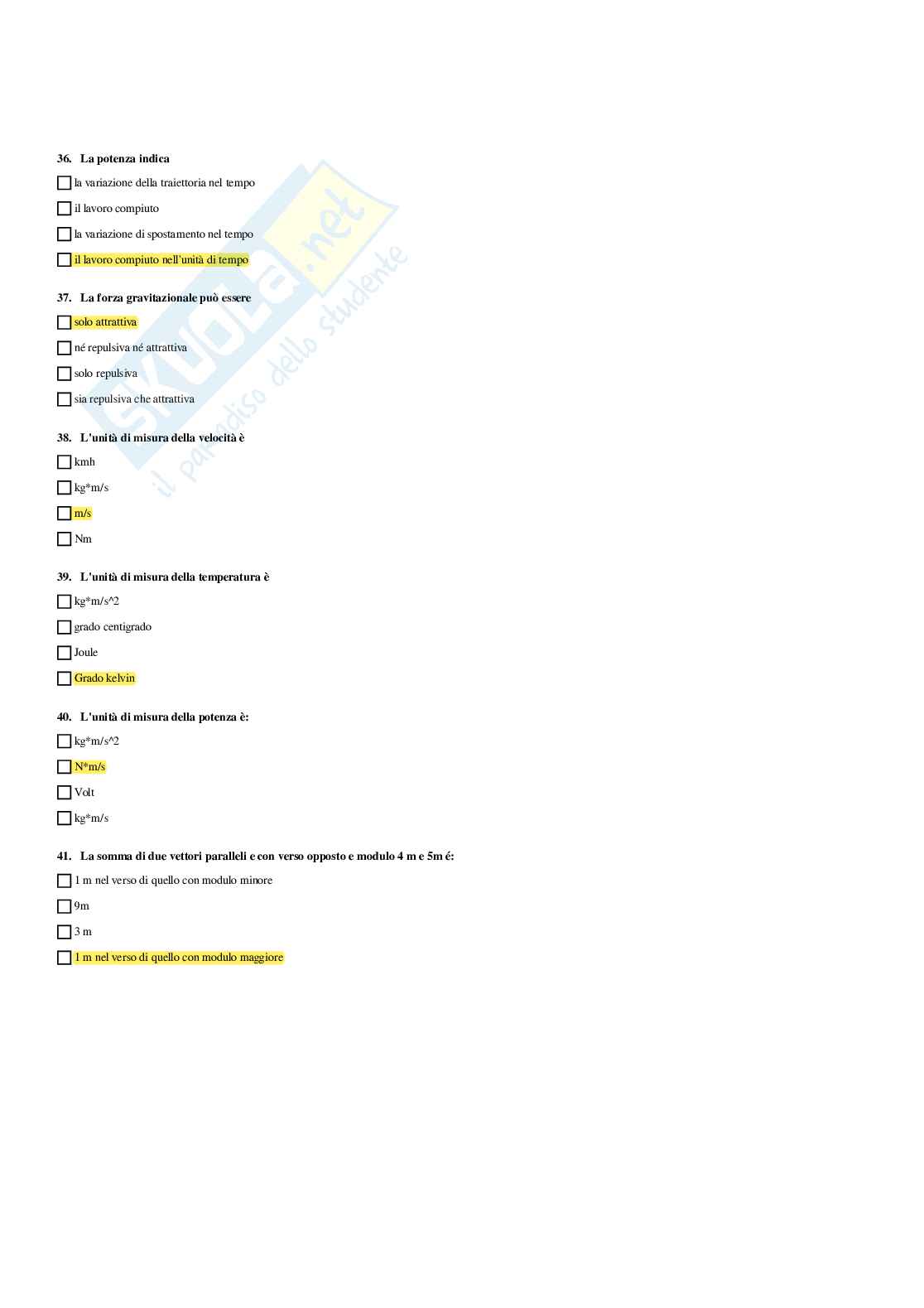 Paniere Fisica applicata - Risposte multiple (2026) Pag. 36