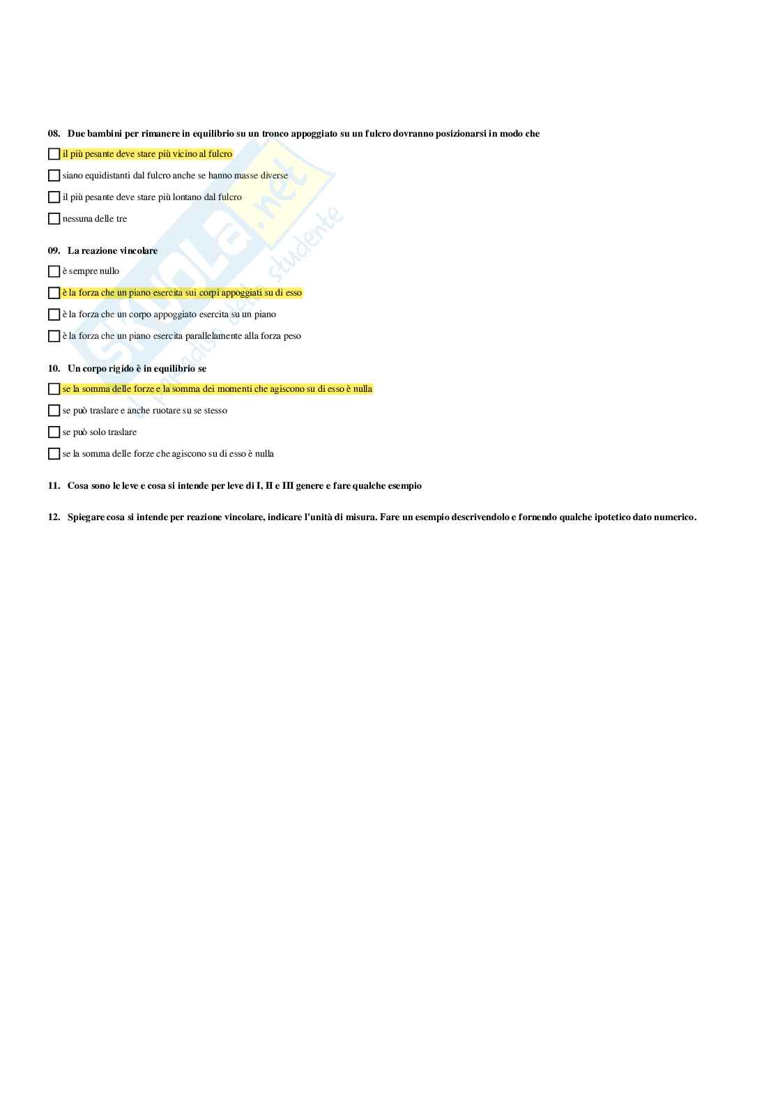 Paniere Fisica applicata - Risposte multiple (2026) Pag. 41
