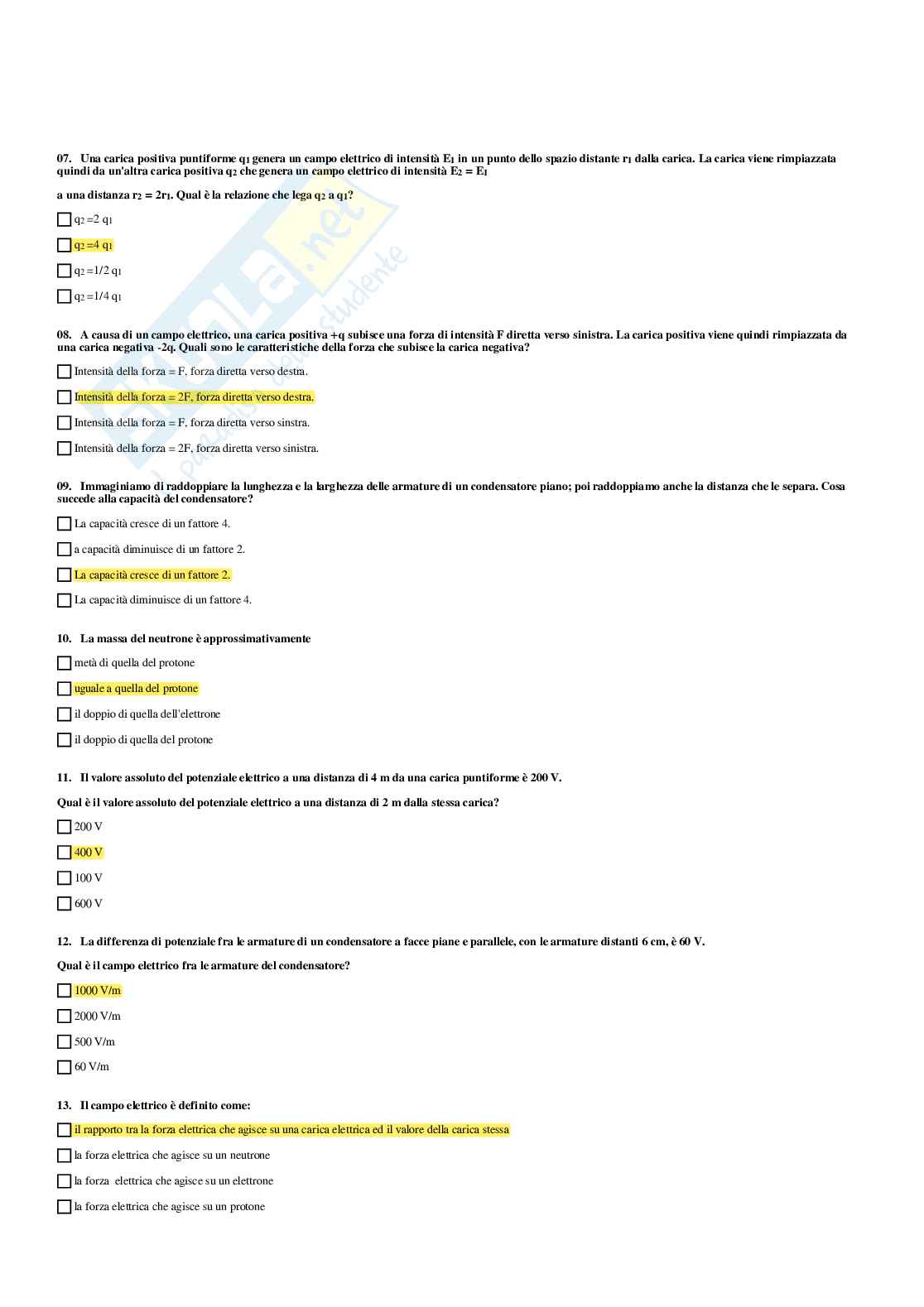 Paniere Fisica applicata - Risposte multiple (2026) Pag. 66