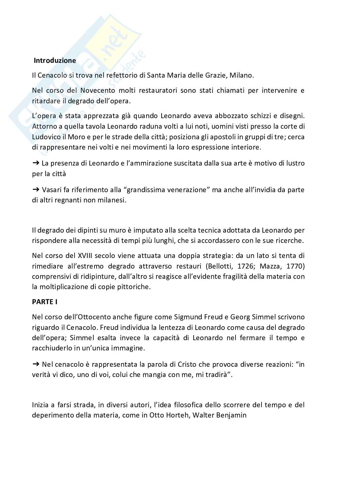 Riassunto esame Storie e teorie della conservazione e del restauro, Prof. Cecchini Silvia, libro consigliato Costruir su macerie. Il Cenacolo di Leonardo nella prima metà del Novecento,  Cecchini Pag. 1