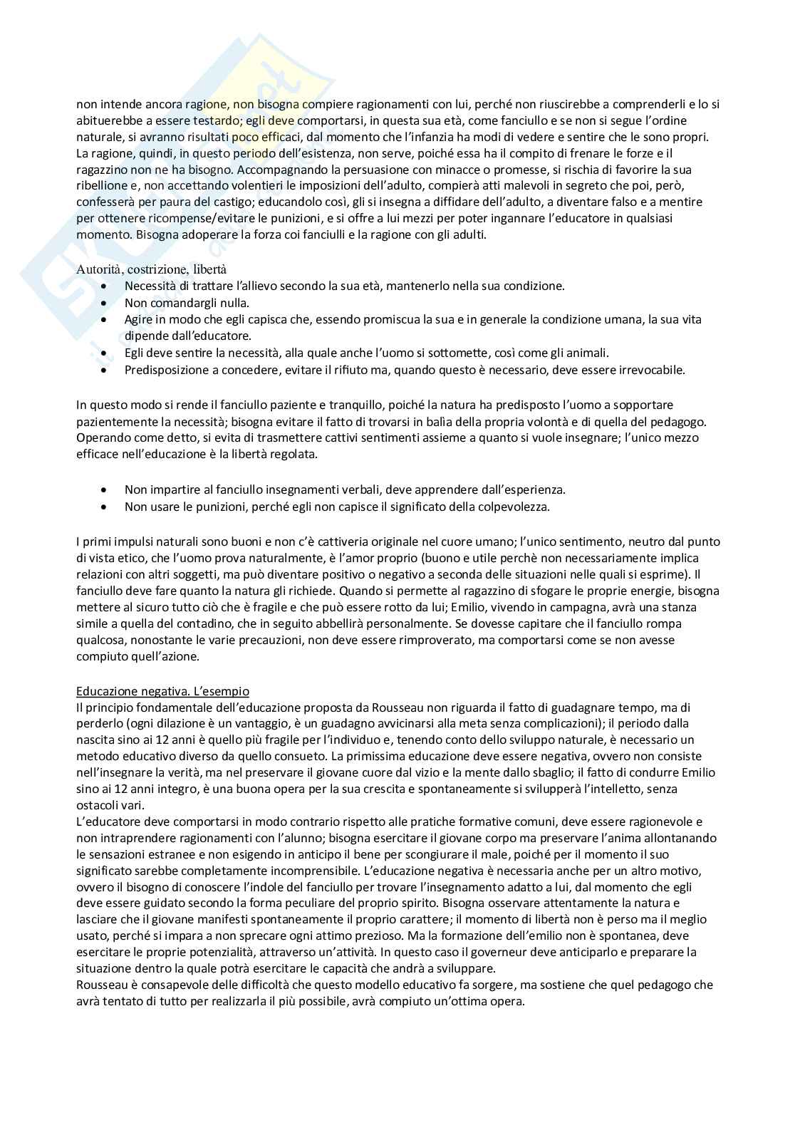 Riassunto esame Istituzioni di pedagogia, Prof. Bertuletti Paolo, libro consigliato Emilio o dell'educazione, Rousseau Pag. 6