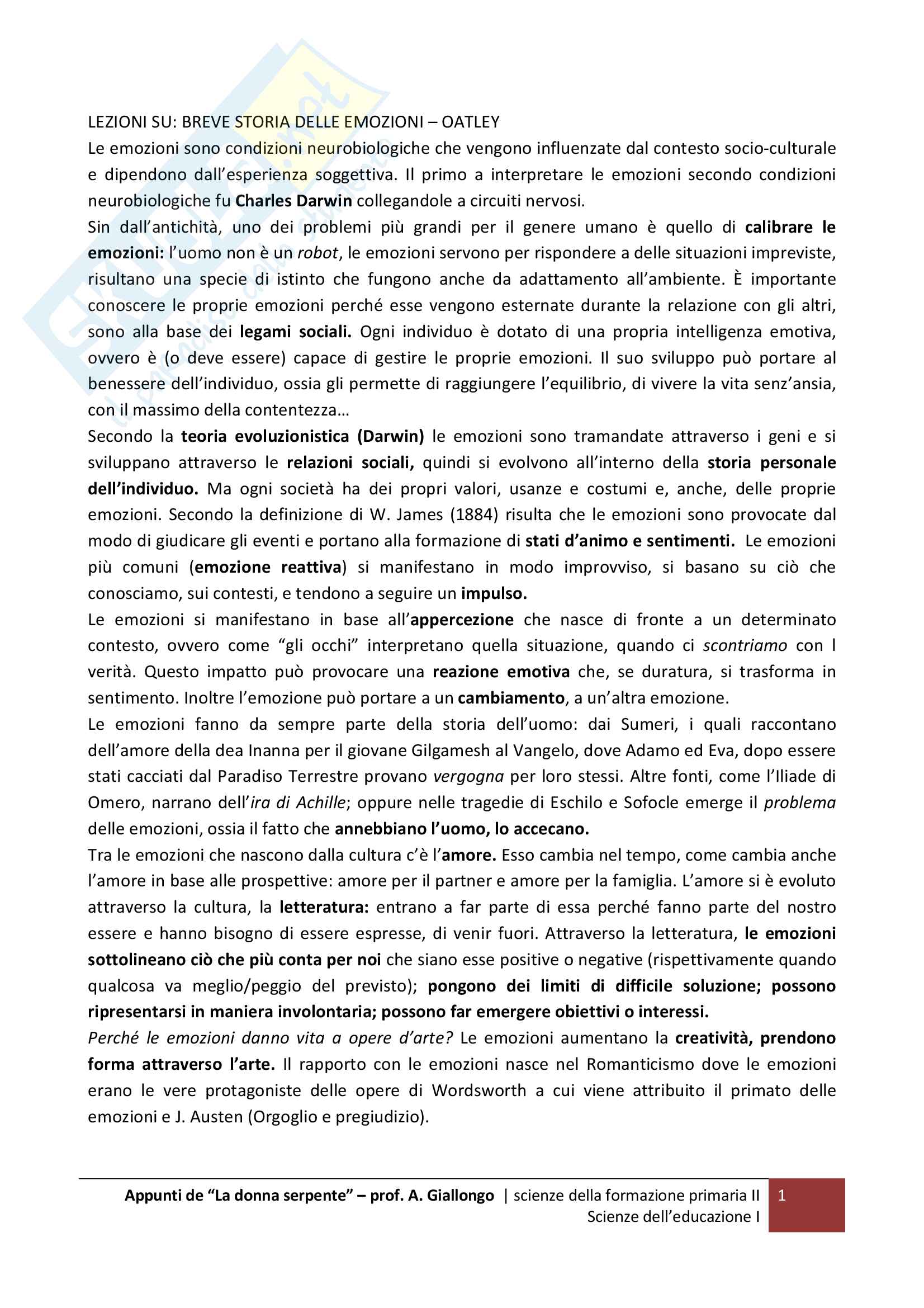 Appunti di storia dell'educazione, lezioni Pag. 1