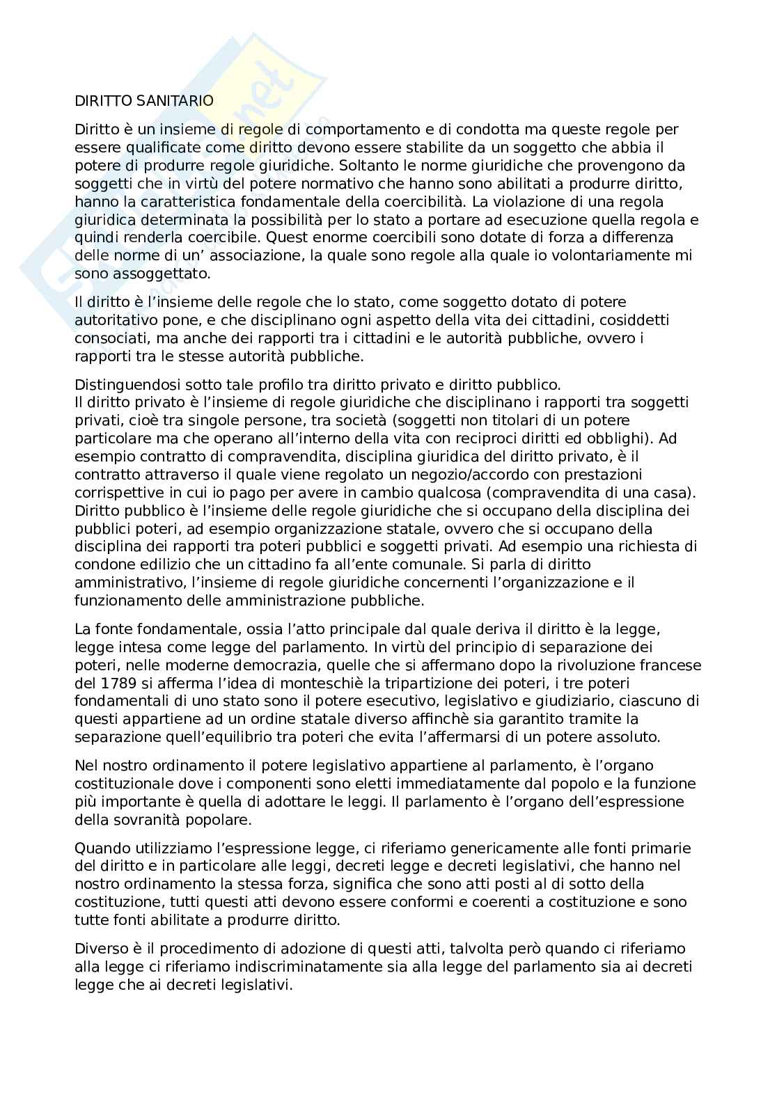Appunti di Diritto sanitario Pag. 1