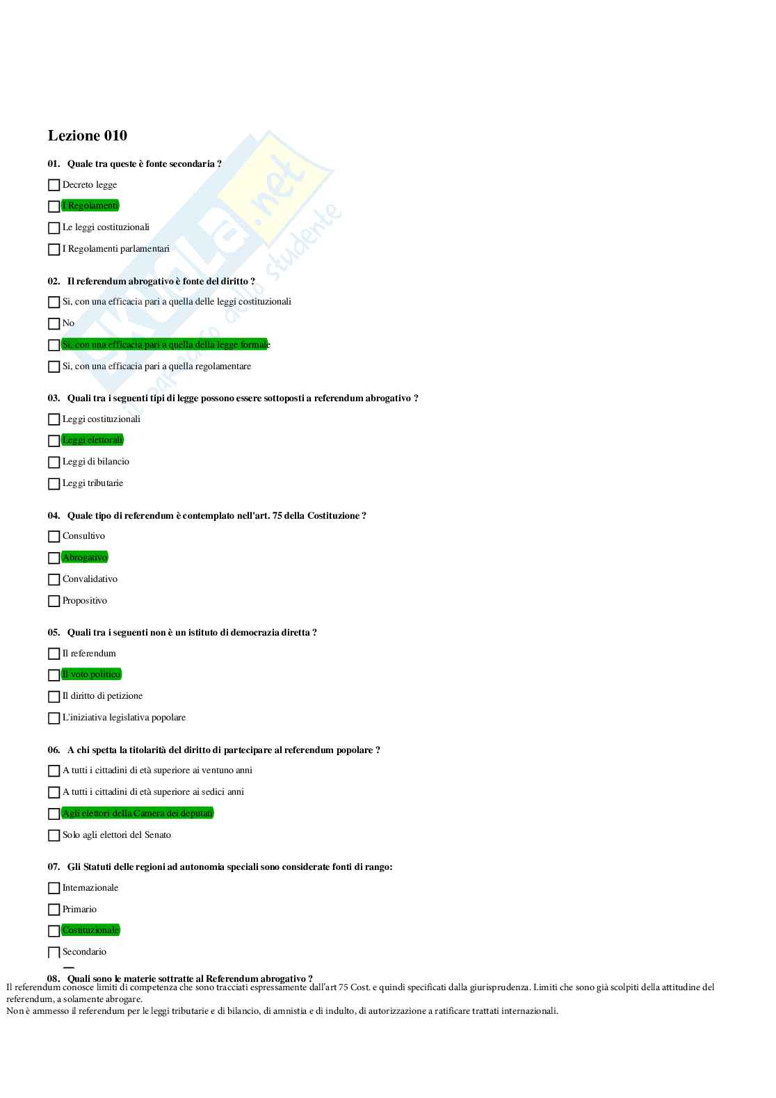 Paniere Completo di Istituzione di diritto pubblico (2026) - Risposte Multiple e Aperte Corrette Pag. 16