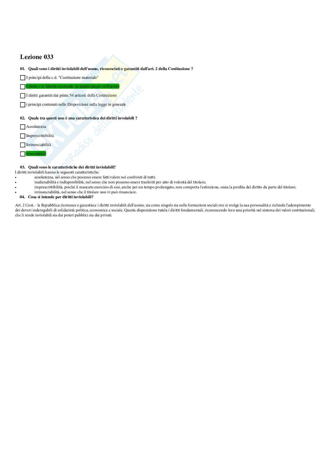 Paniere Completo di Istituzione di diritto pubblico (2026) - Risposte Multiple e Aperte Corrette Pag. 56