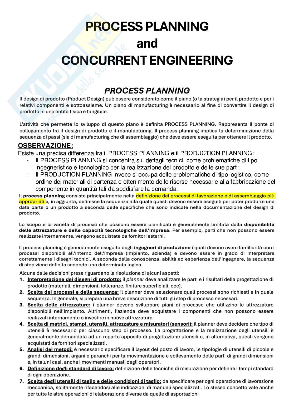 Appunti Progettazione dei processi produttivi (6) Pag. 1