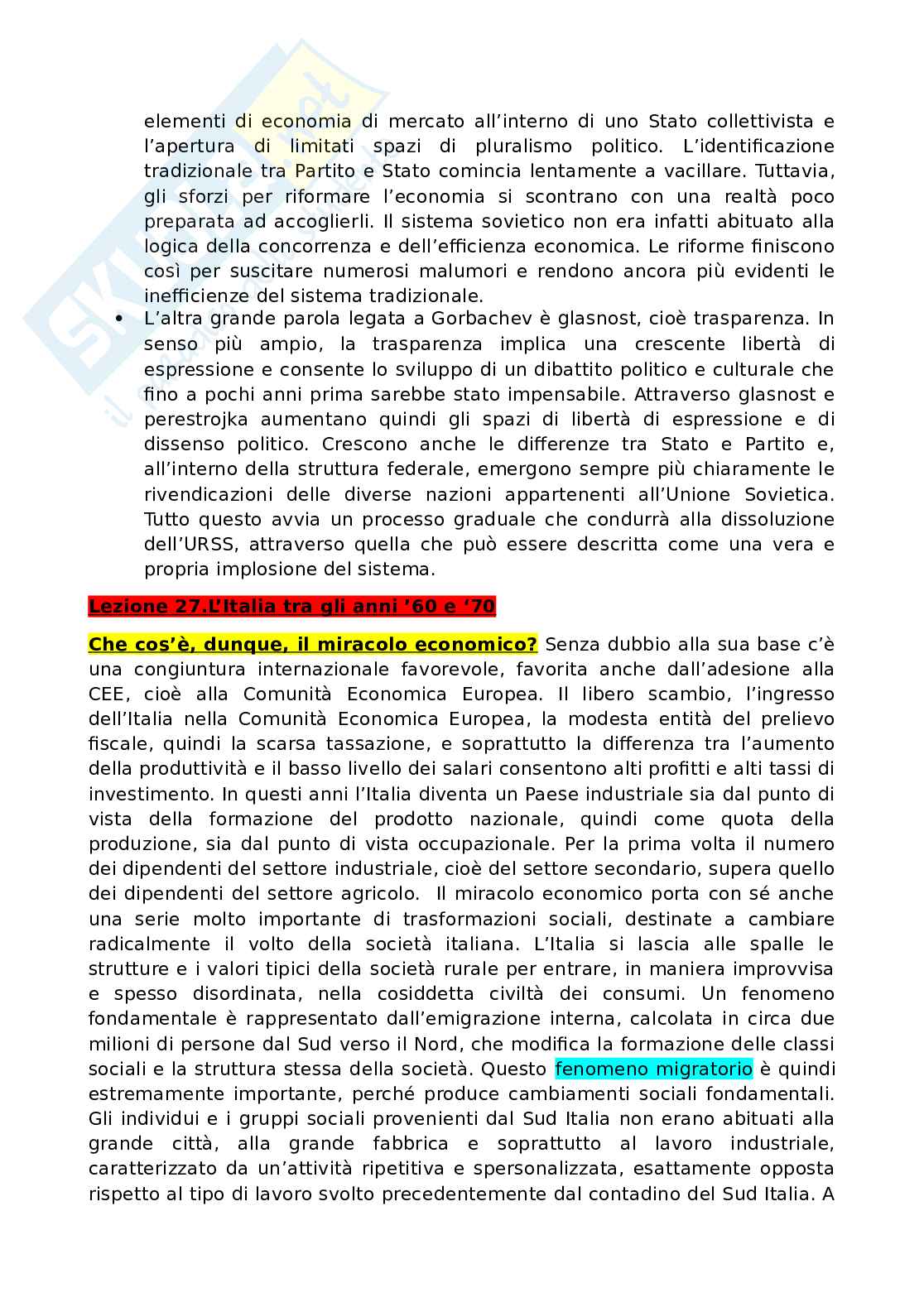 Storia contemporanea - II dopoguerra e nuovi rapporti internazionali Pag. 21