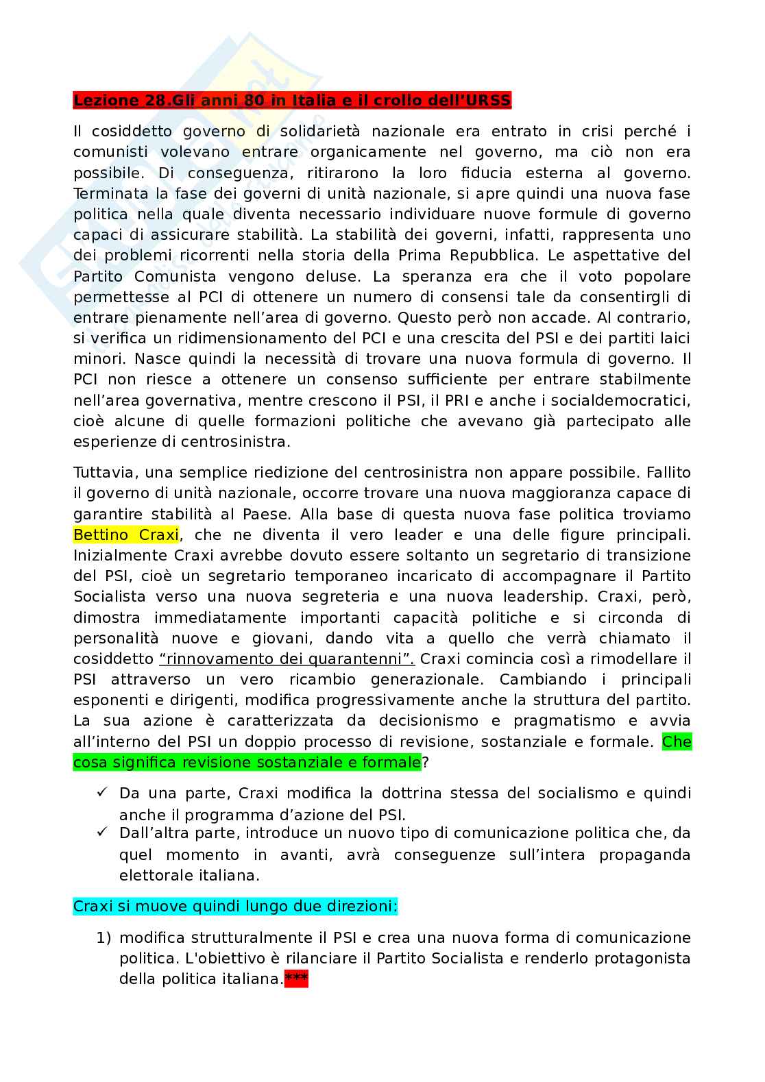 Storia contemporanea - II dopoguerra e nuovi rapporti internazionali Pag. 26