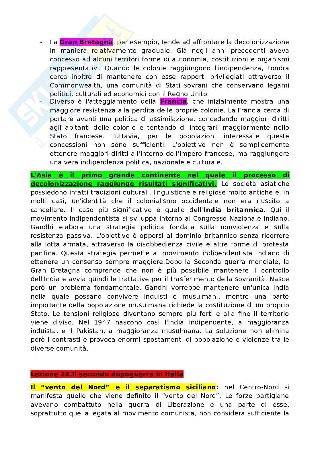 Storia contemporanea - II dopoguerra e nuovi rapporti internazionali Pag. 6