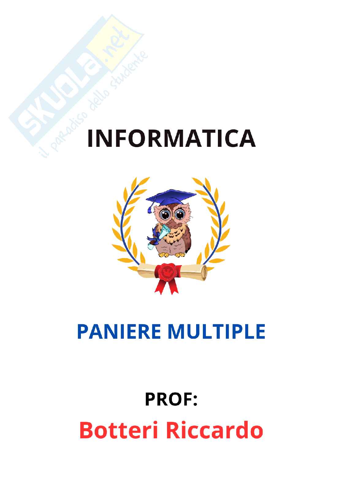 Paniere Informatica (2026) - Risposte multiple corrette Pag. 1