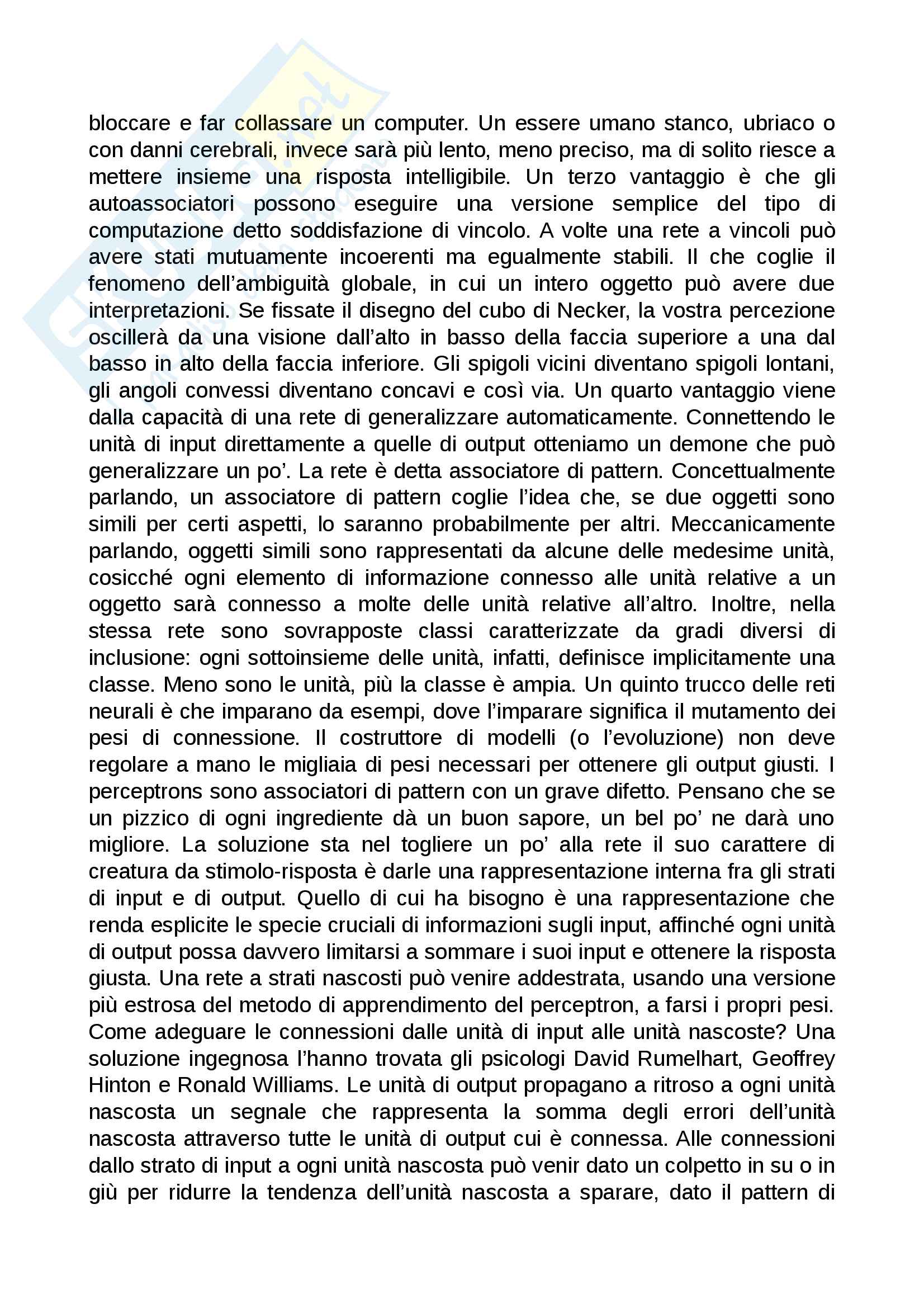 Riassunto esame filosofia della mente, Prof. Pietro Perconti. Testo consigliato Come funziona la mente, S. Pinker, cap 1, 2, 3, 6 Pag. 16