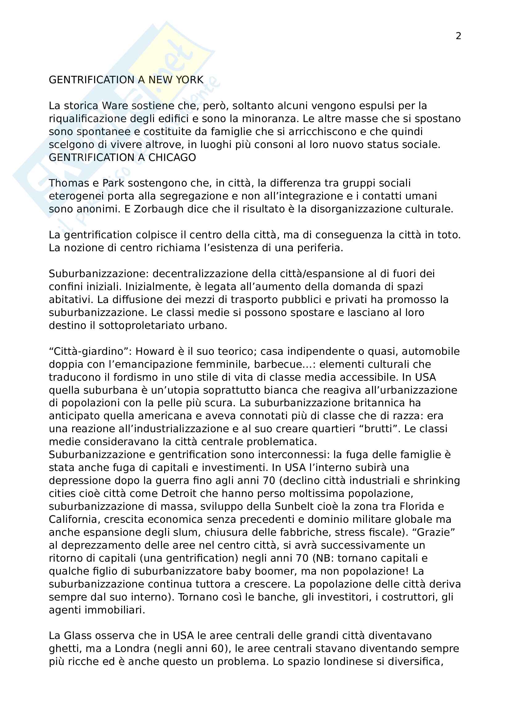Riassunto esame geografia, prof Rossetto, libro consigliato Gentrification. Tutte le città come Disneyland?, Semi Pag. 2